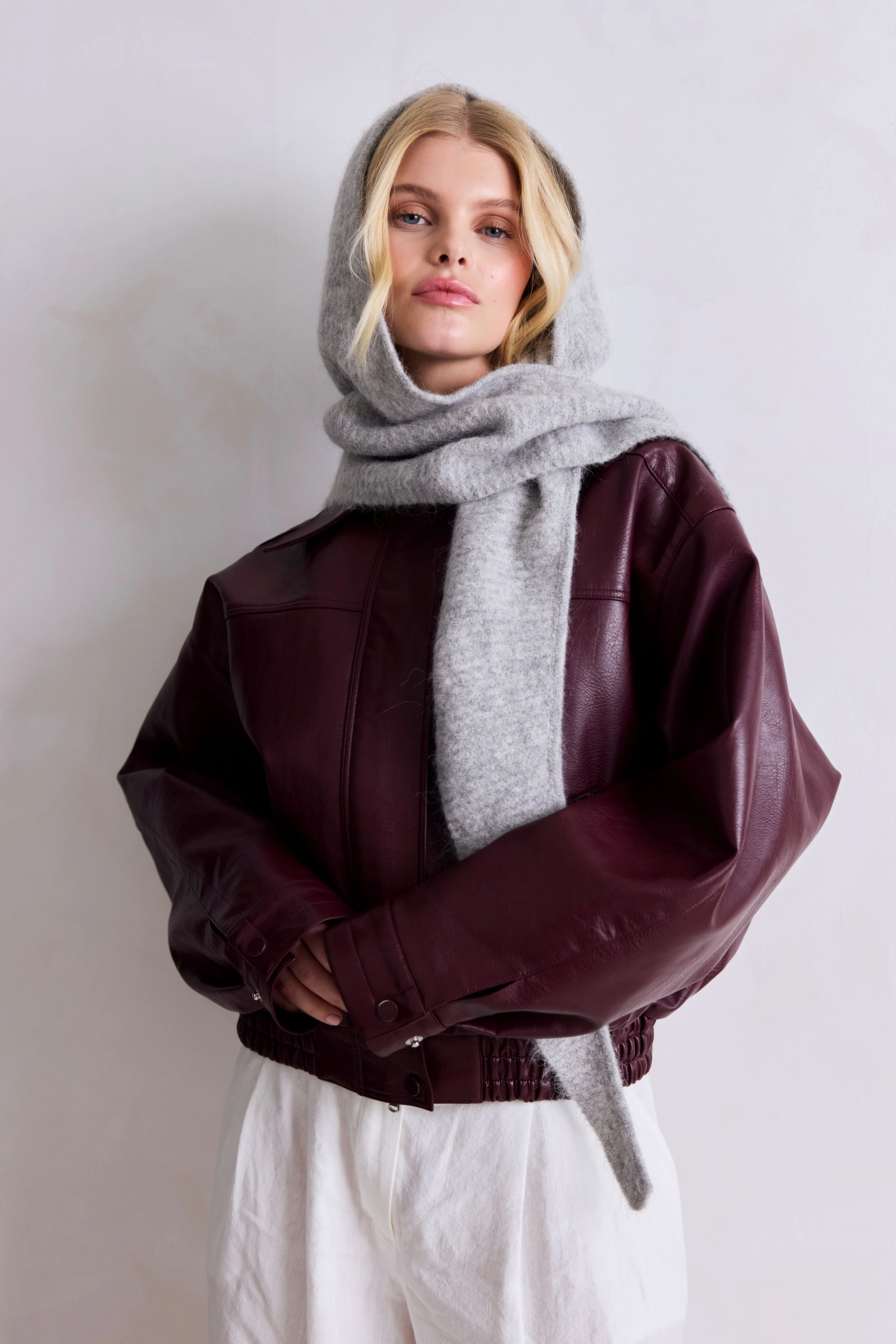 The Alpaca Hooded Scarf - Blizzard Grey - Image 12