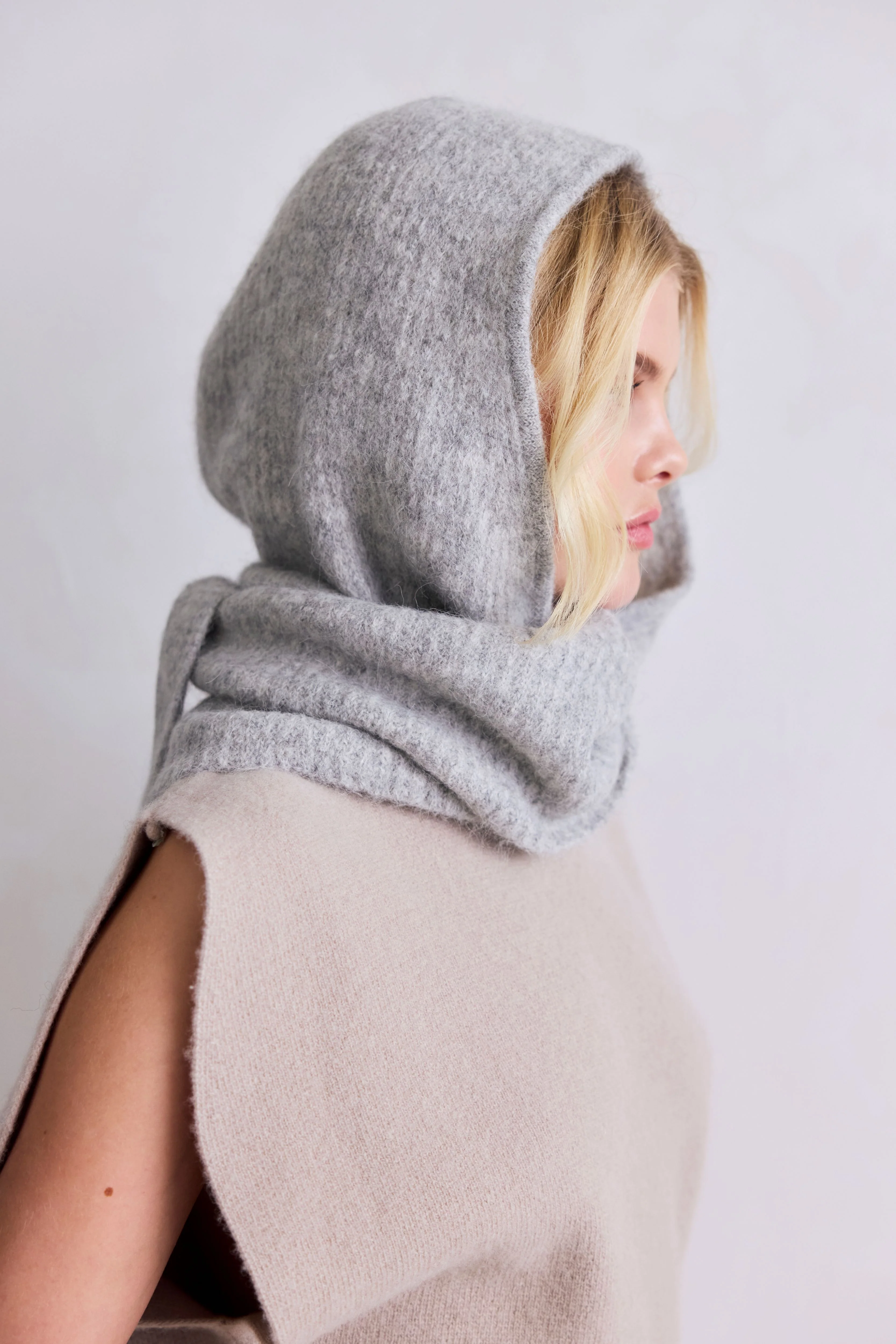 The Alpaca Hooded Scarf - Blizzard Grey - Image 14