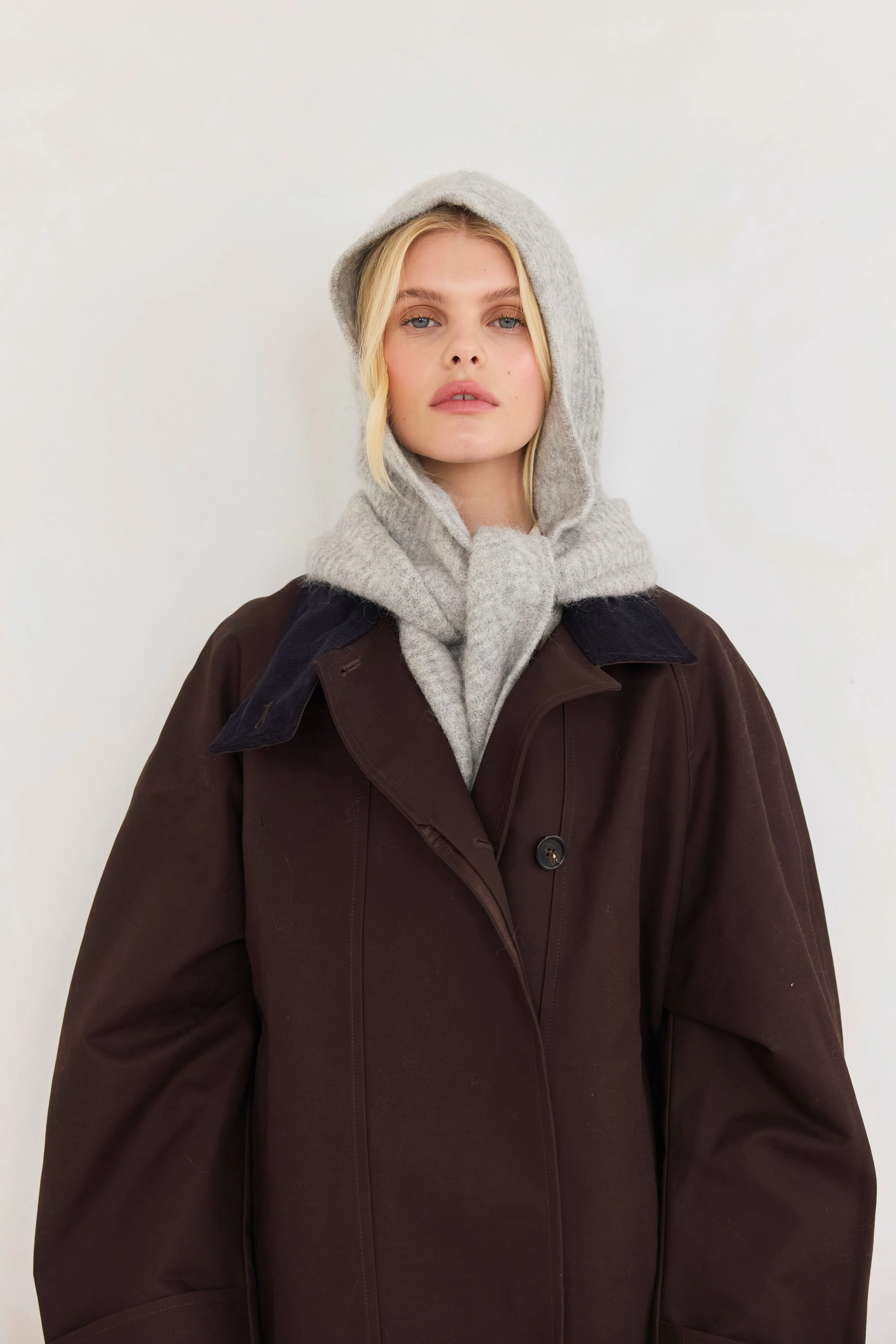 The Alpaca Hooded Scarf - Blizzard Grey - Image 8