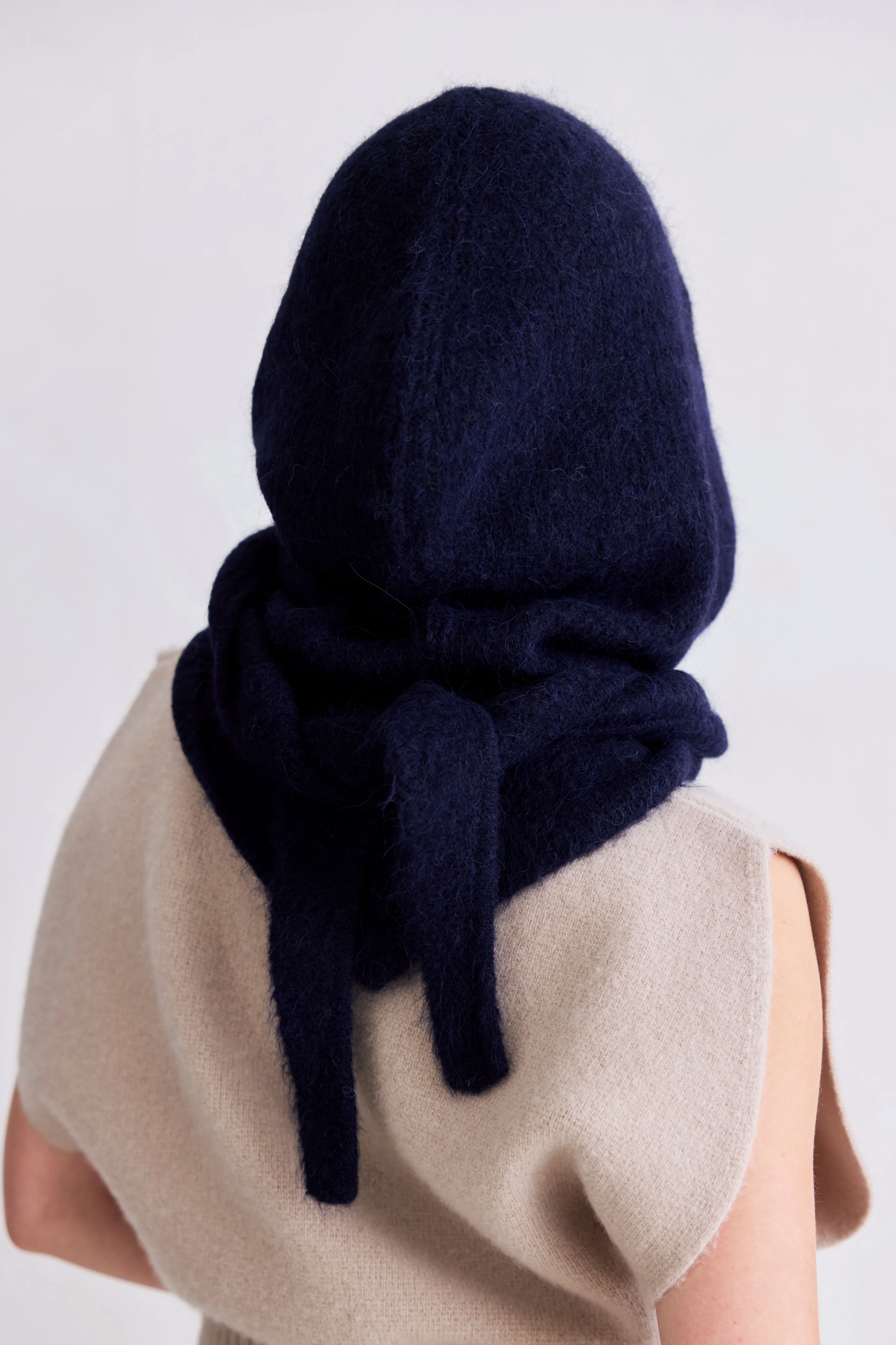 The Alpaca Hooded Scarf - Deep Sea Navy - Image 6