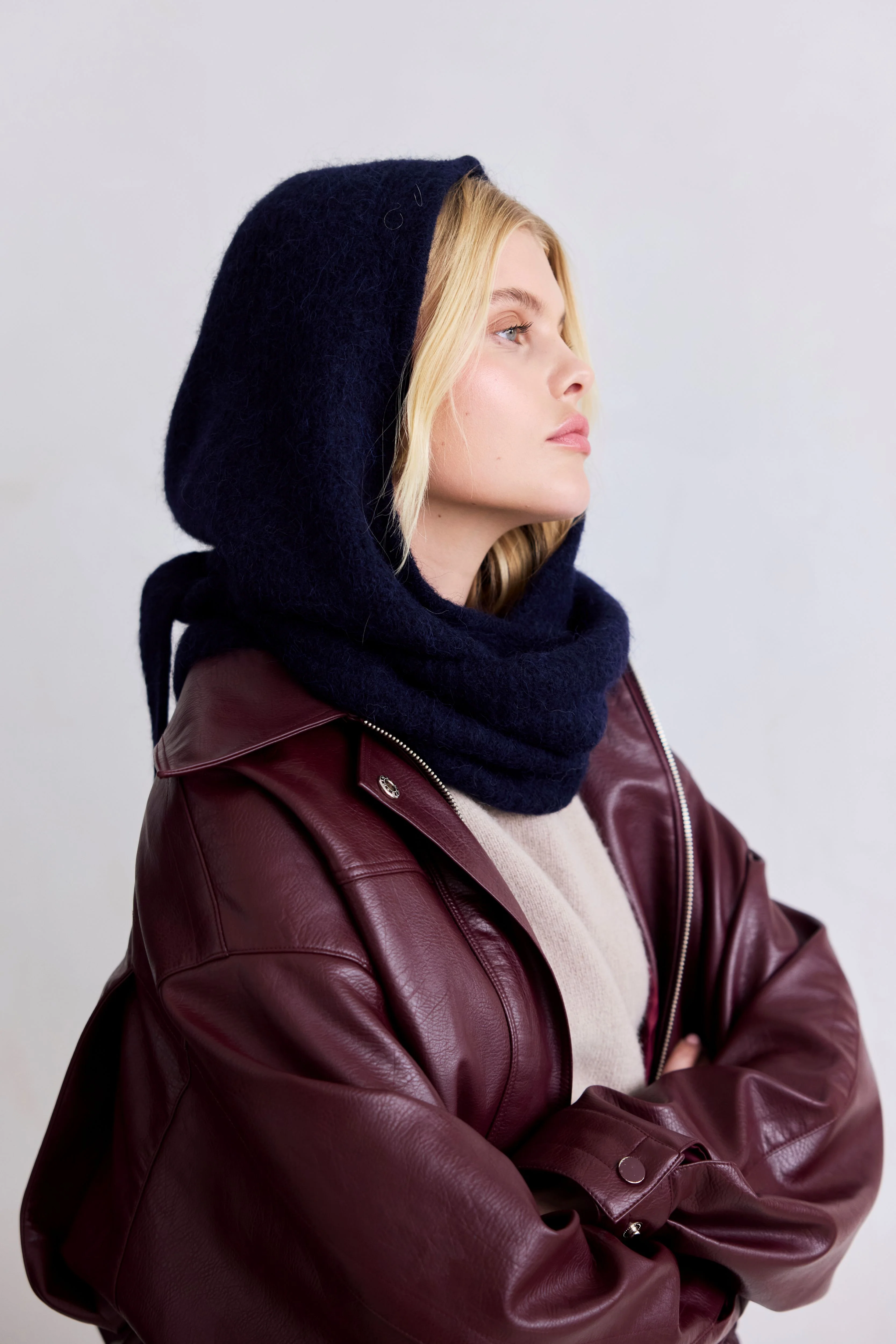 The Alpaca Hooded Scarf - Deep Sea Navy - Image 7