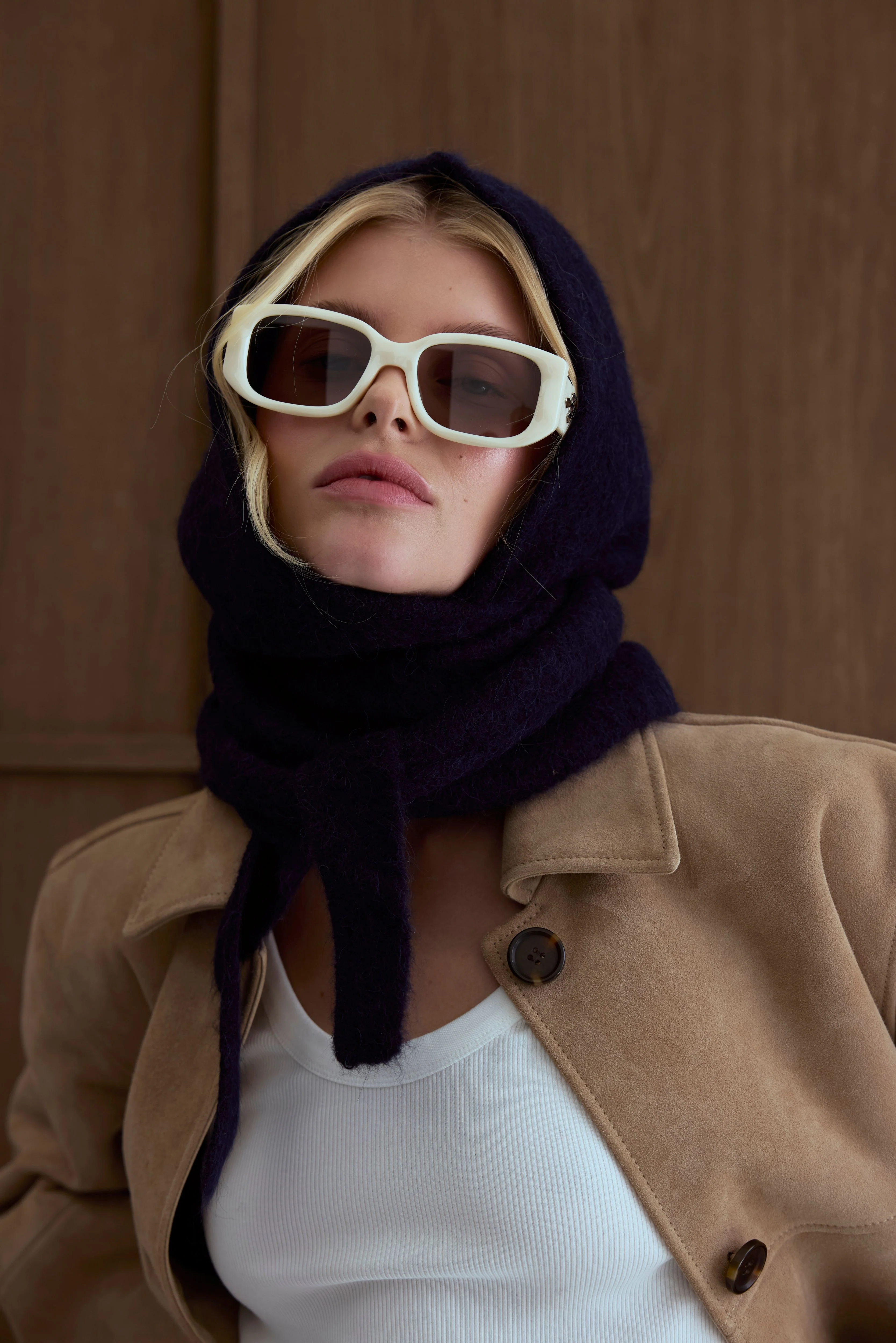 The Alpaca Hooded Scarf - Deep Sea Navy - Image 8