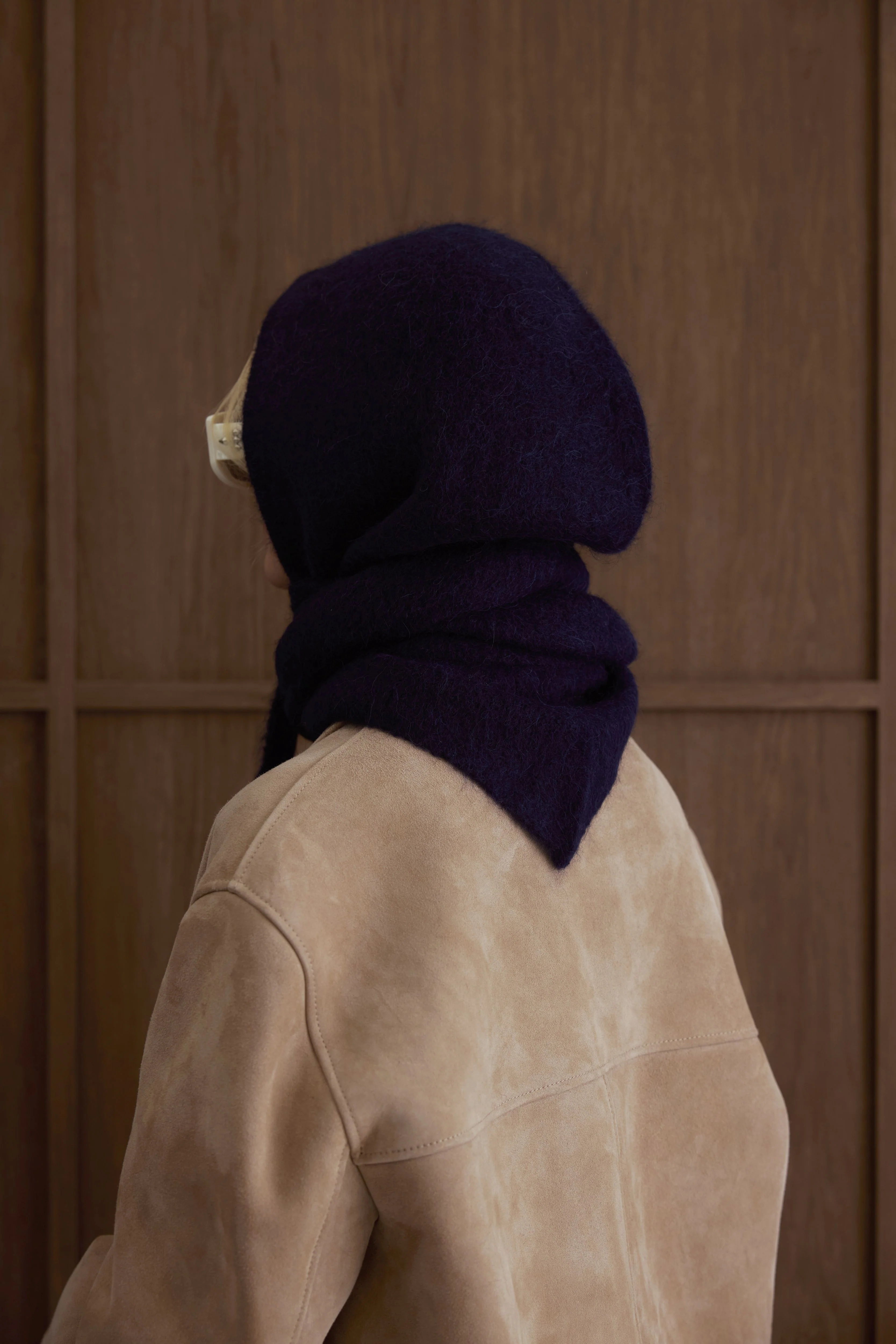 The Alpaca Hooded Scarf - Deep Sea Navy - Image 9