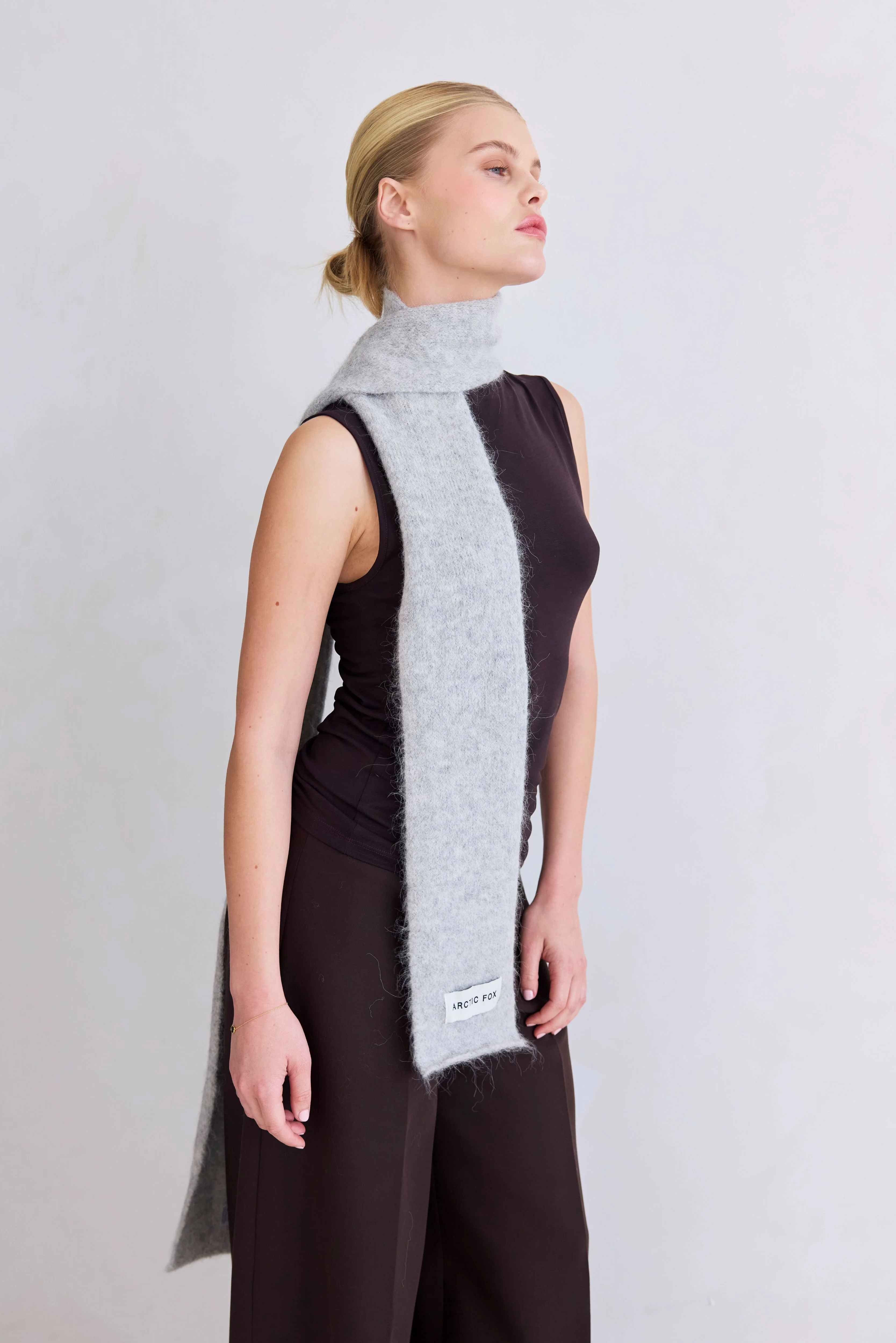 The Alpaca Skinny Scarf - Blizzard Grey - Image 4