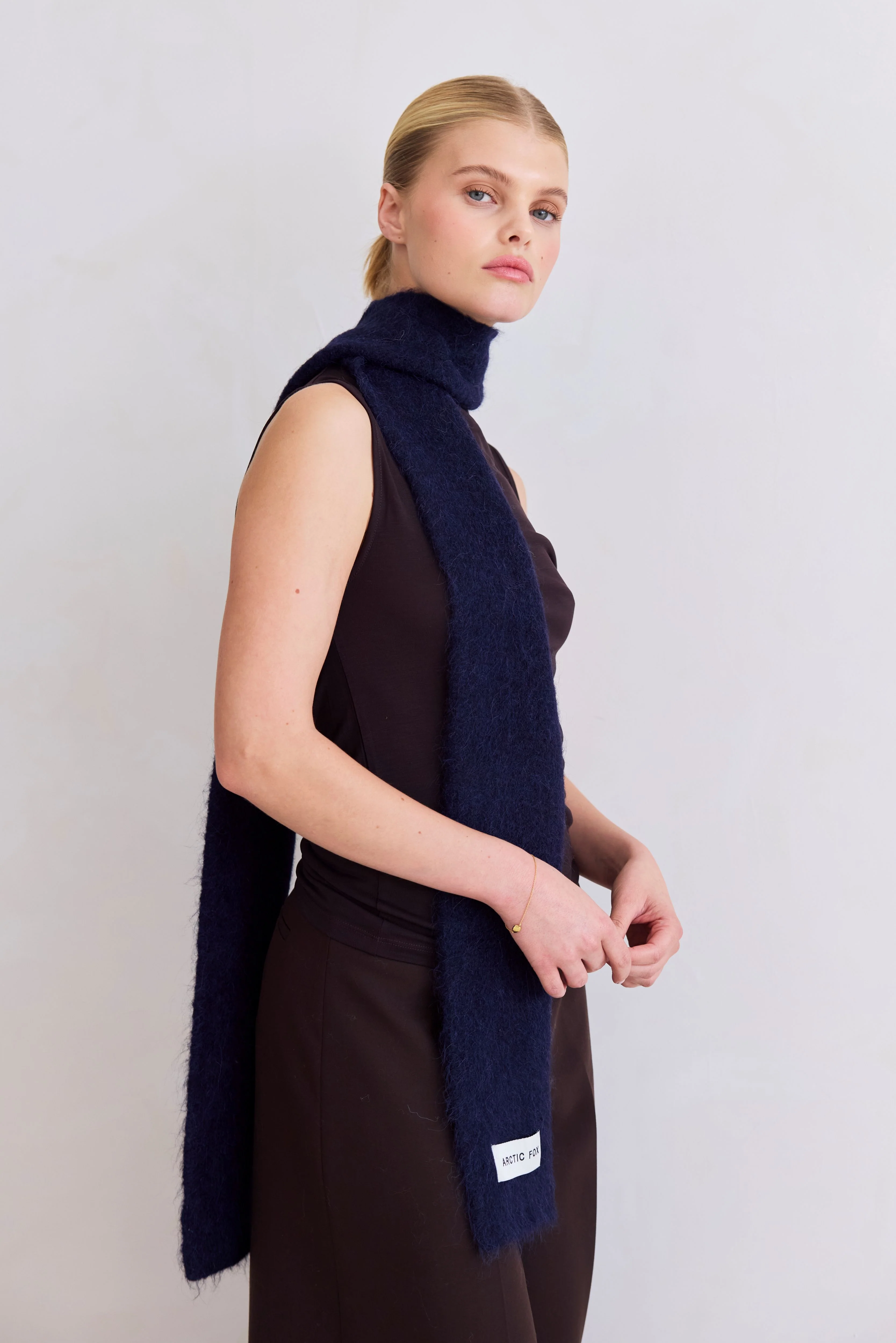 The Alpaca Skinny Scarf - Deep Sea Navy - Image 3