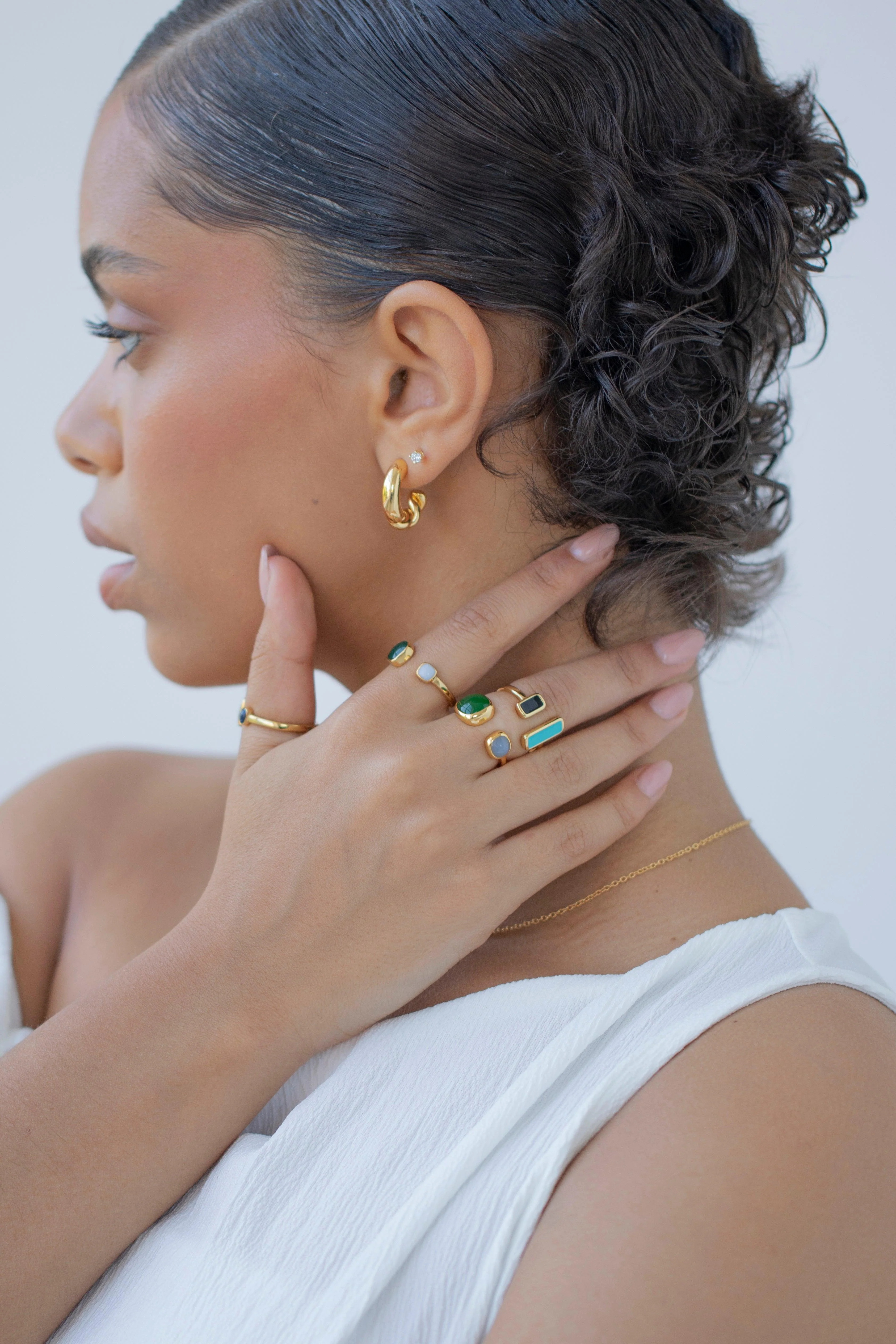 AMARA - Half Twist Gold Hoop Earrings - Image 2