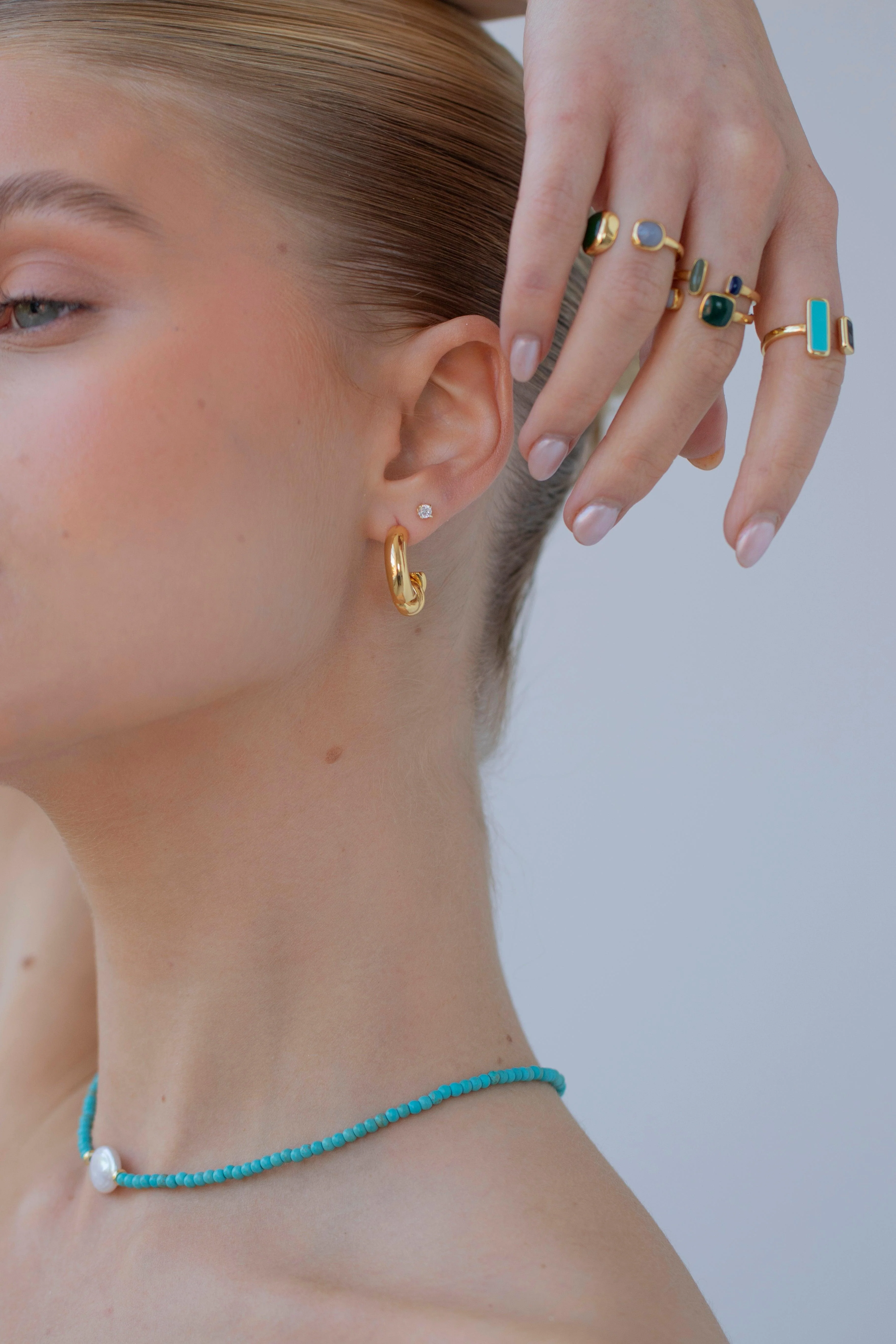 AMARA - Half Twist Gold Hoop Earrings - Image 6