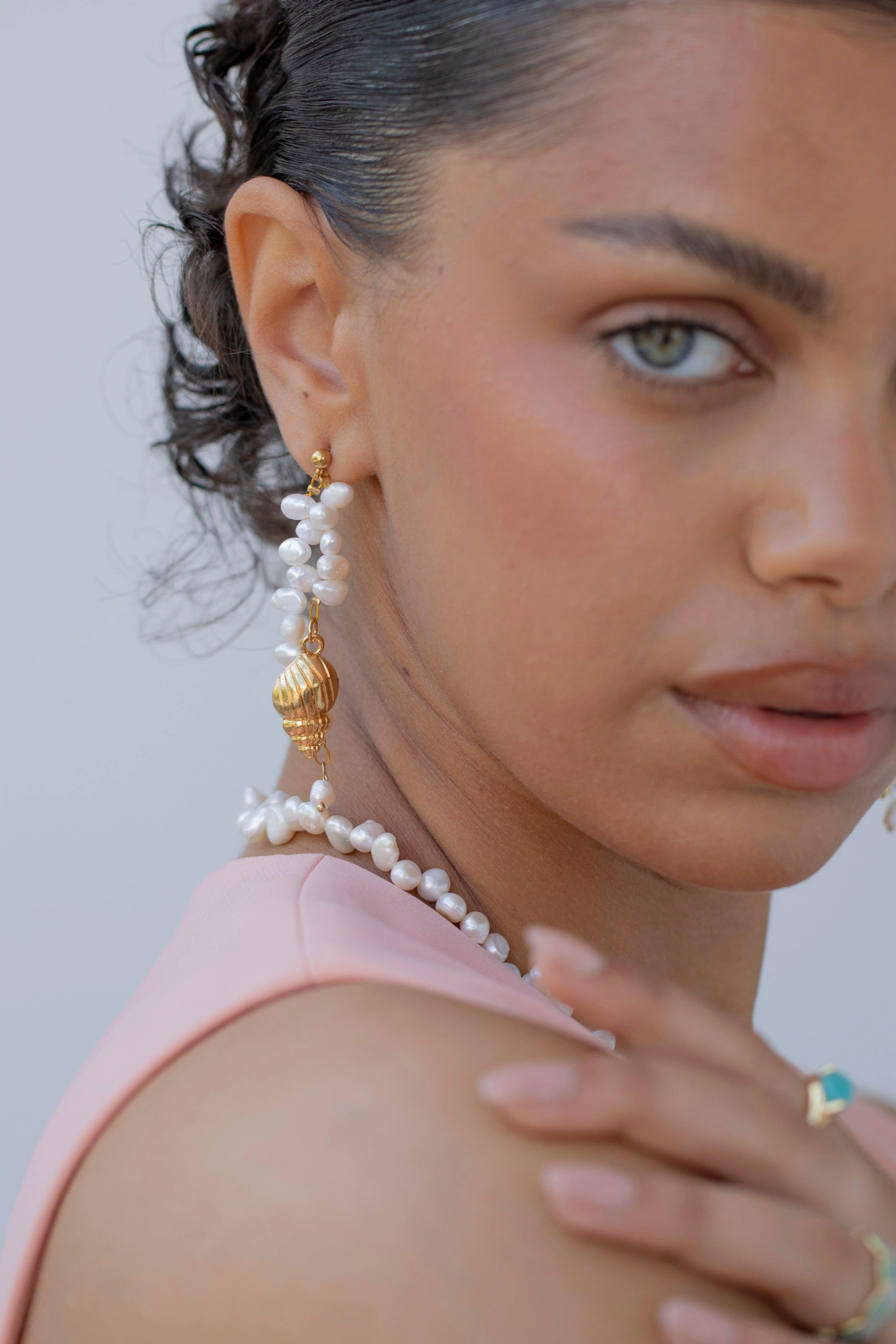 ARIEL - String of Pearls Shell Drop Earrings - Image 3