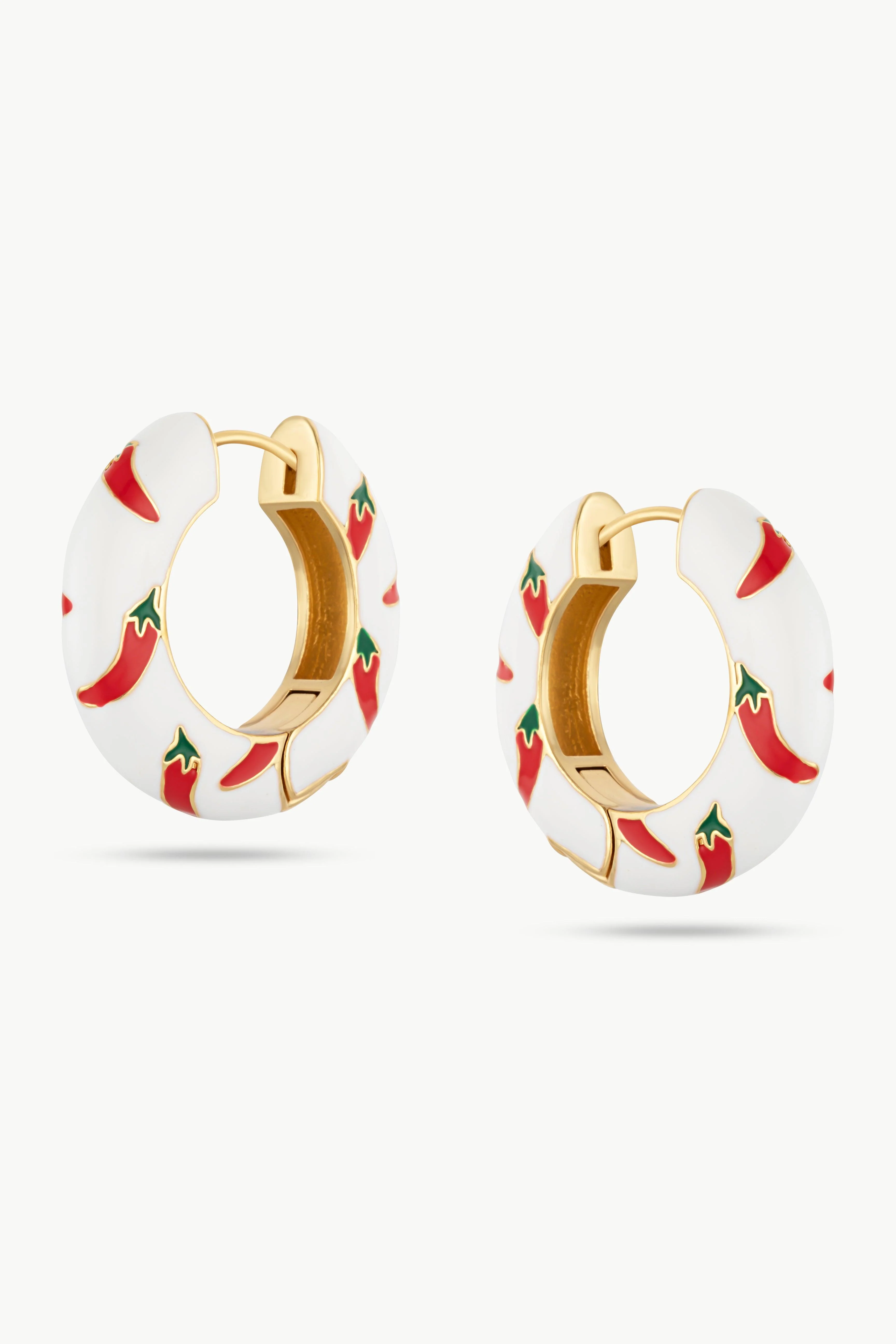 CHILLI - Gold Ceramic Hoop Earrings