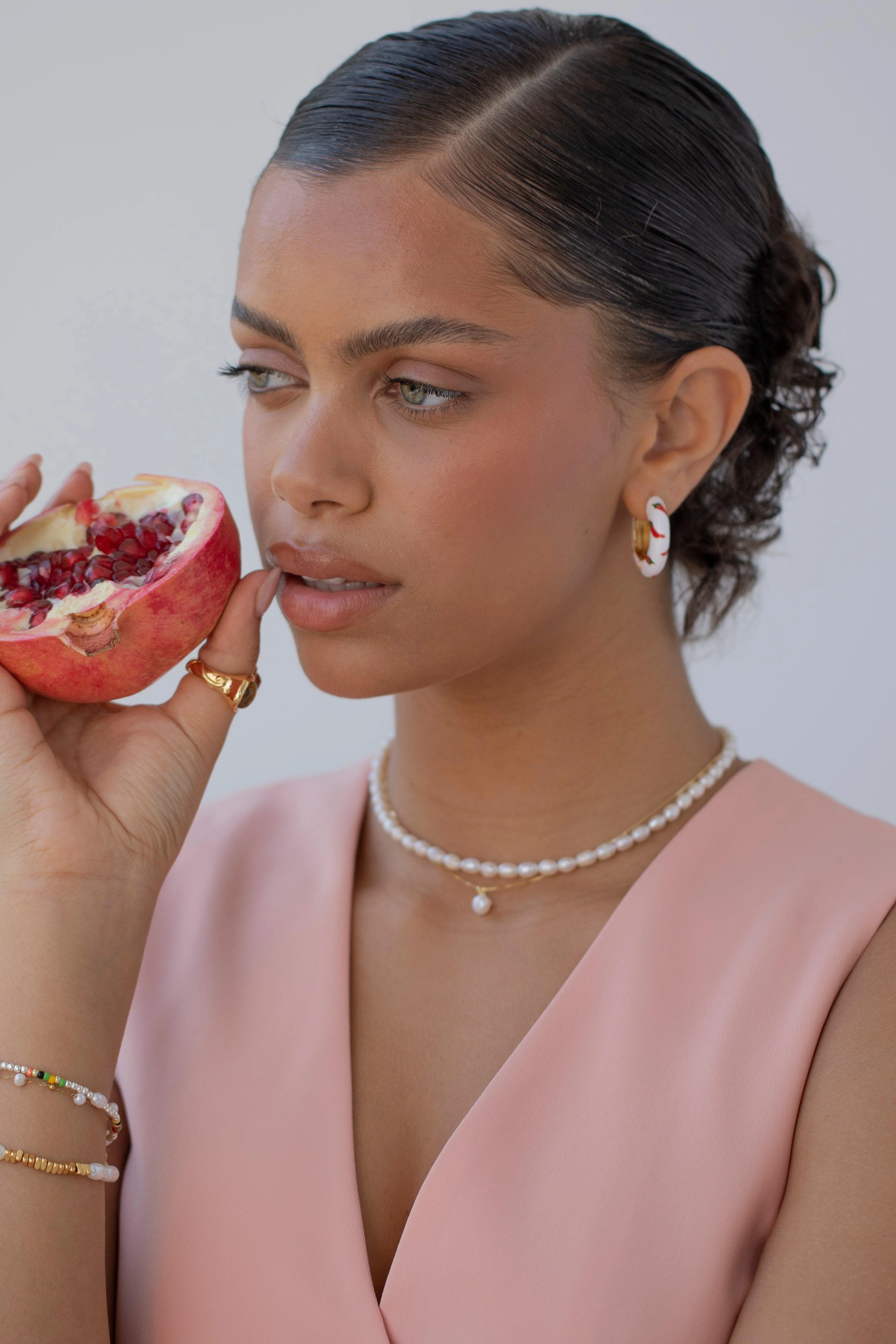 CHILLI - Gold Ceramic Hoop Earrings - Image 2
