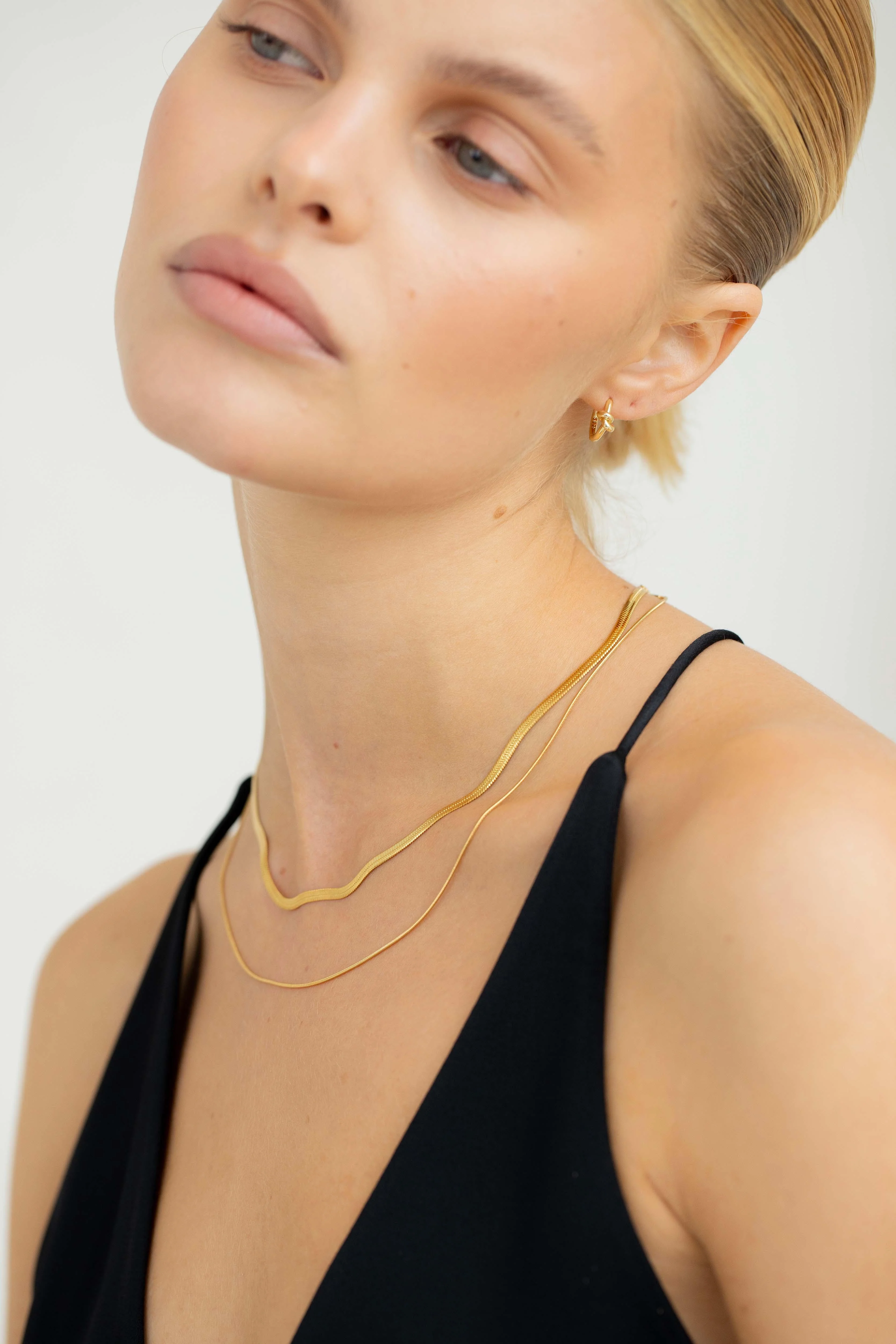Double Snake and Rope Chain Necklace - Gold - Image 2