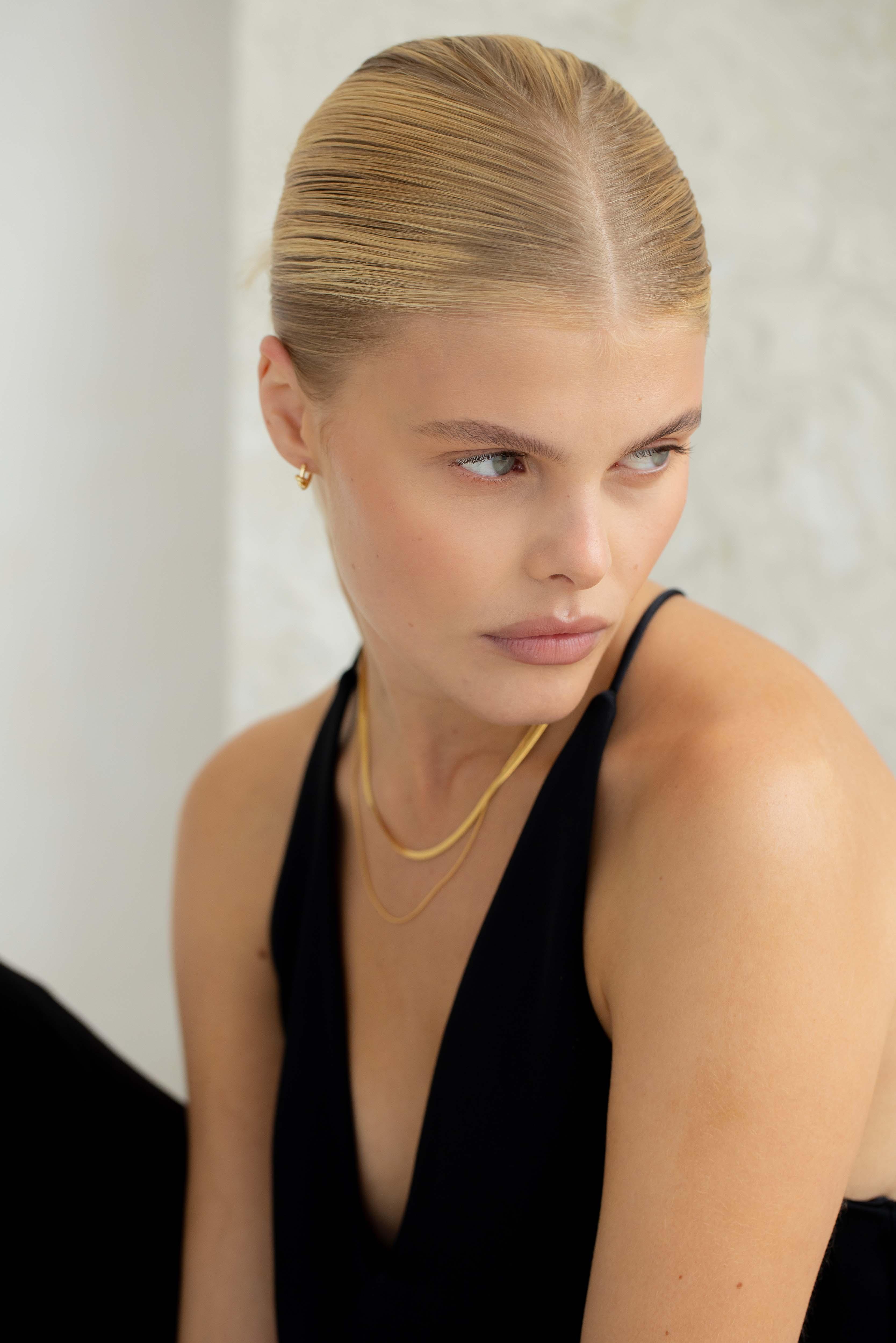 Double Snake and Rope Chain Necklace - Gold - Image 3