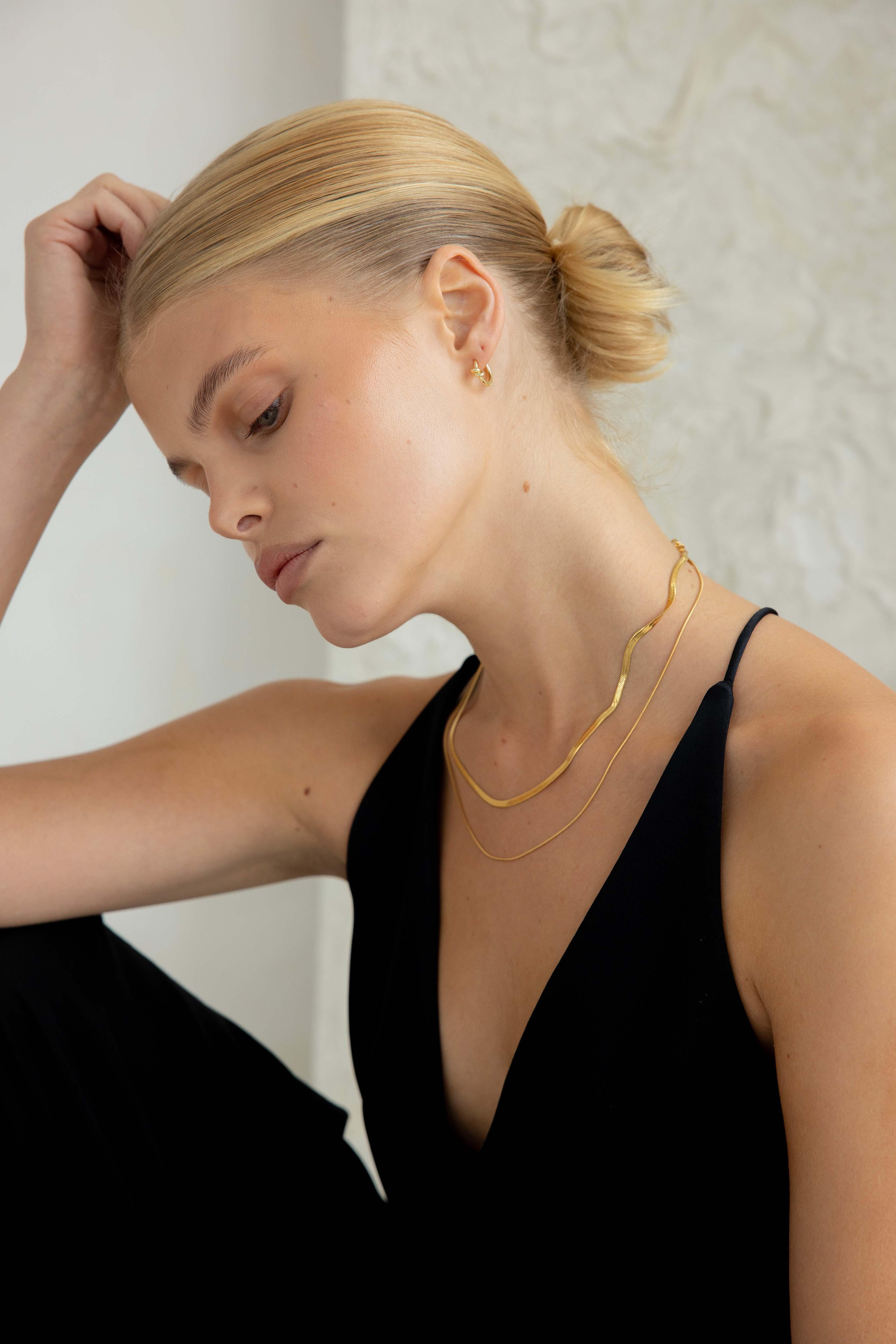 Double Snake and Rope Chain Necklace - Gold - Image 5