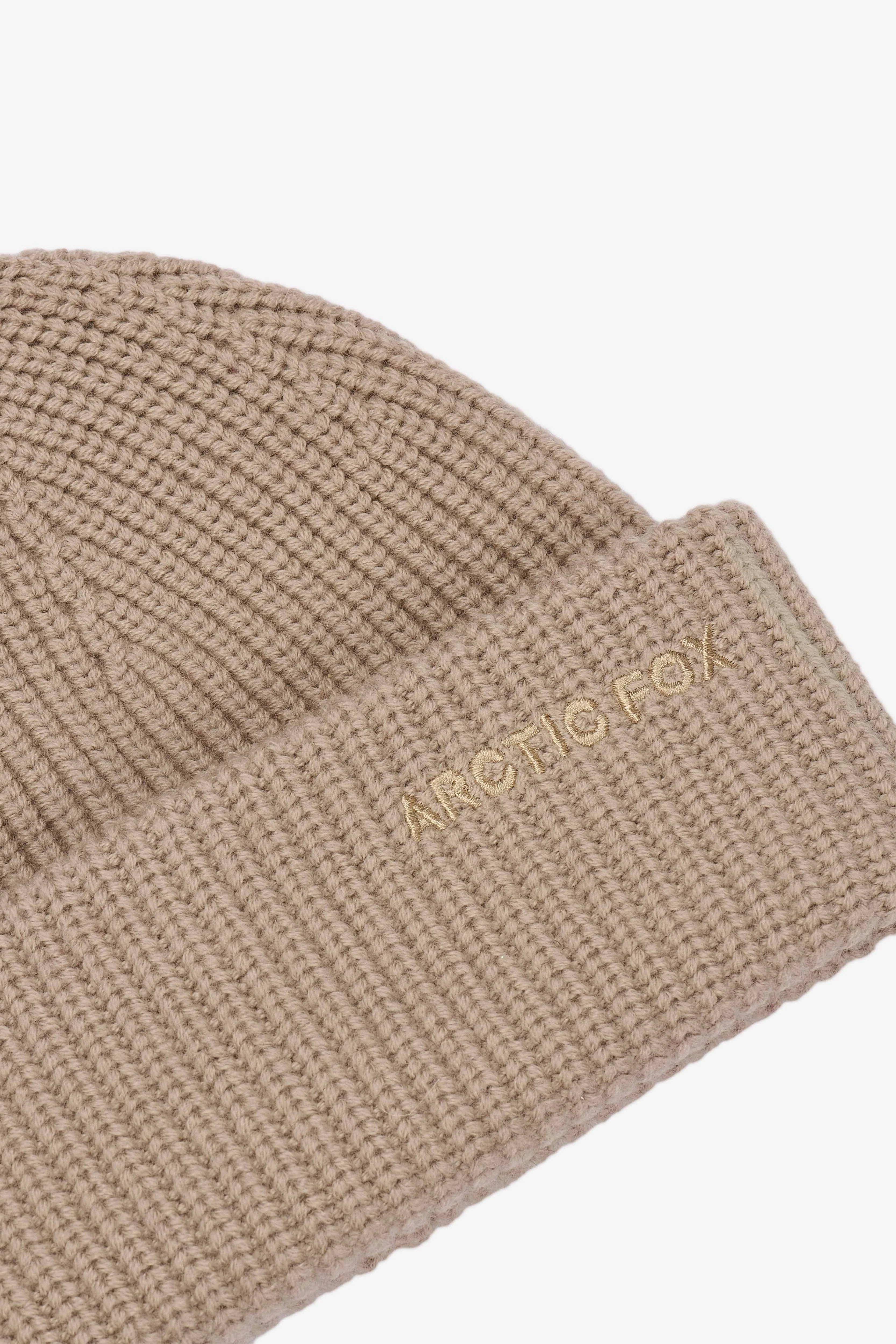 Embroidered Merino Wool Beanie - Soft Taupe - Image 10