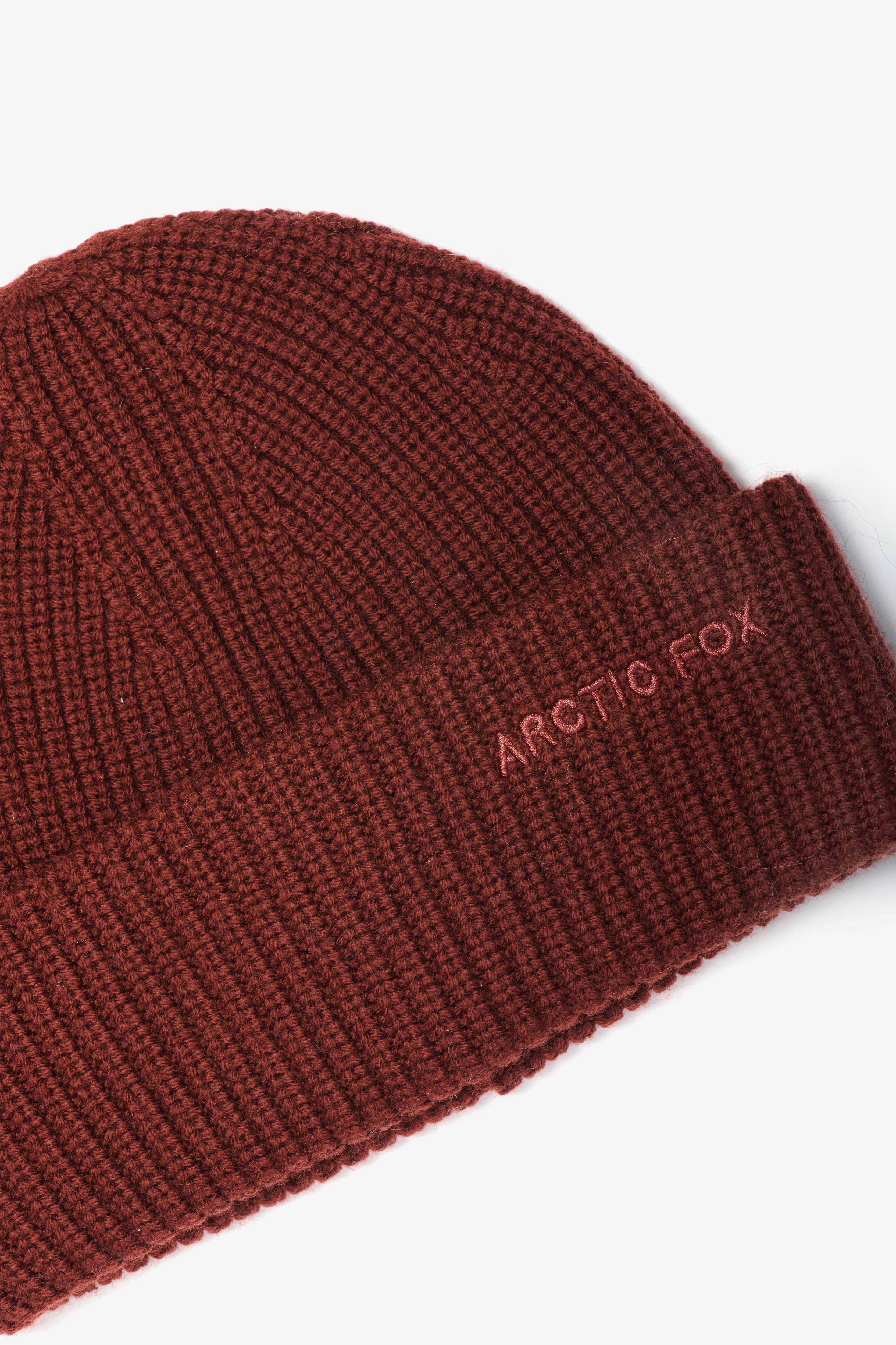 Embroidered Merino Wool Beanie - Dark Walnut Brown - Image 7
