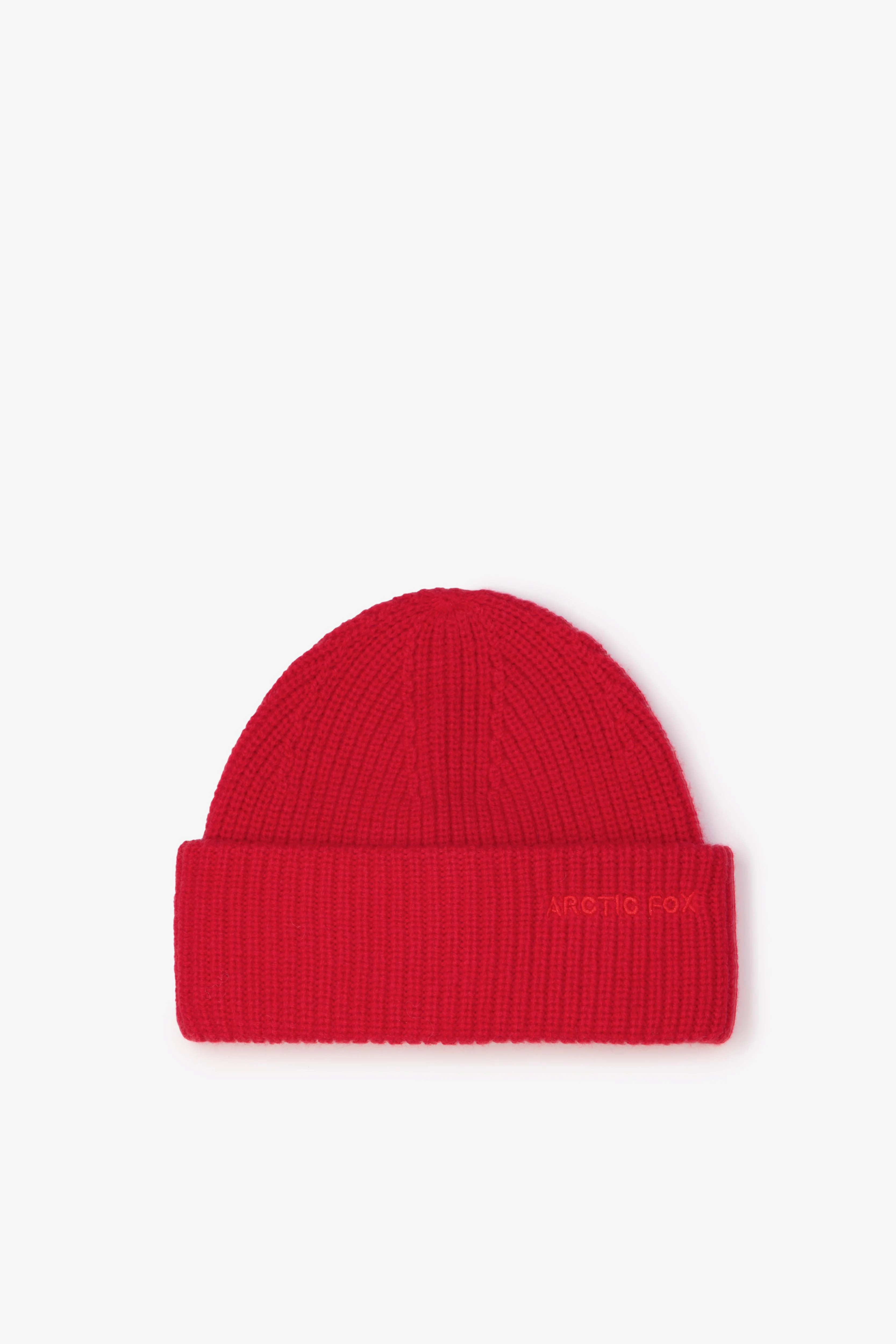 Embroidered Merino Wool Beanie - Flame Red