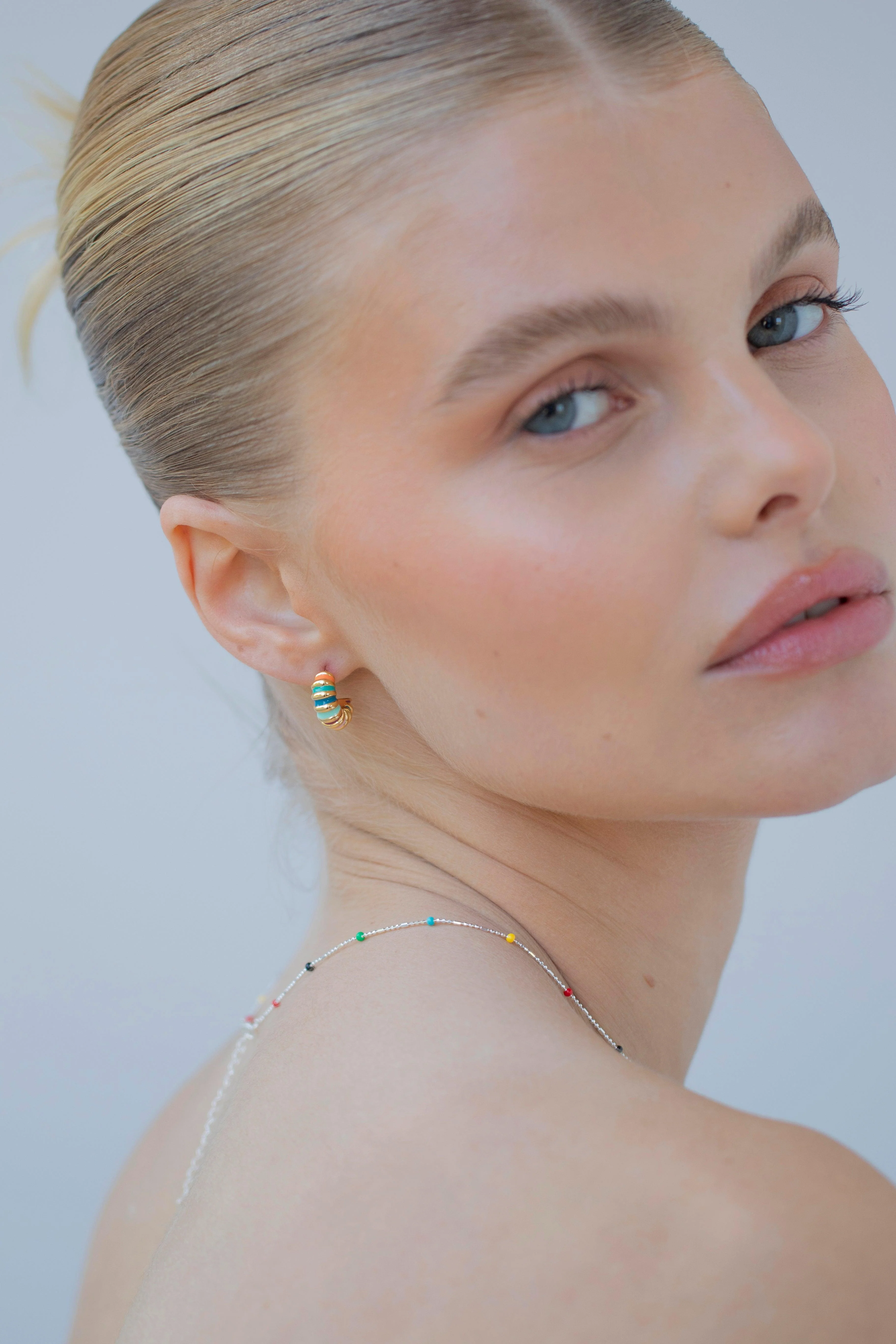 ESME - Mini Gold Multicoloured Pastel Hoop Earrings - Image 4