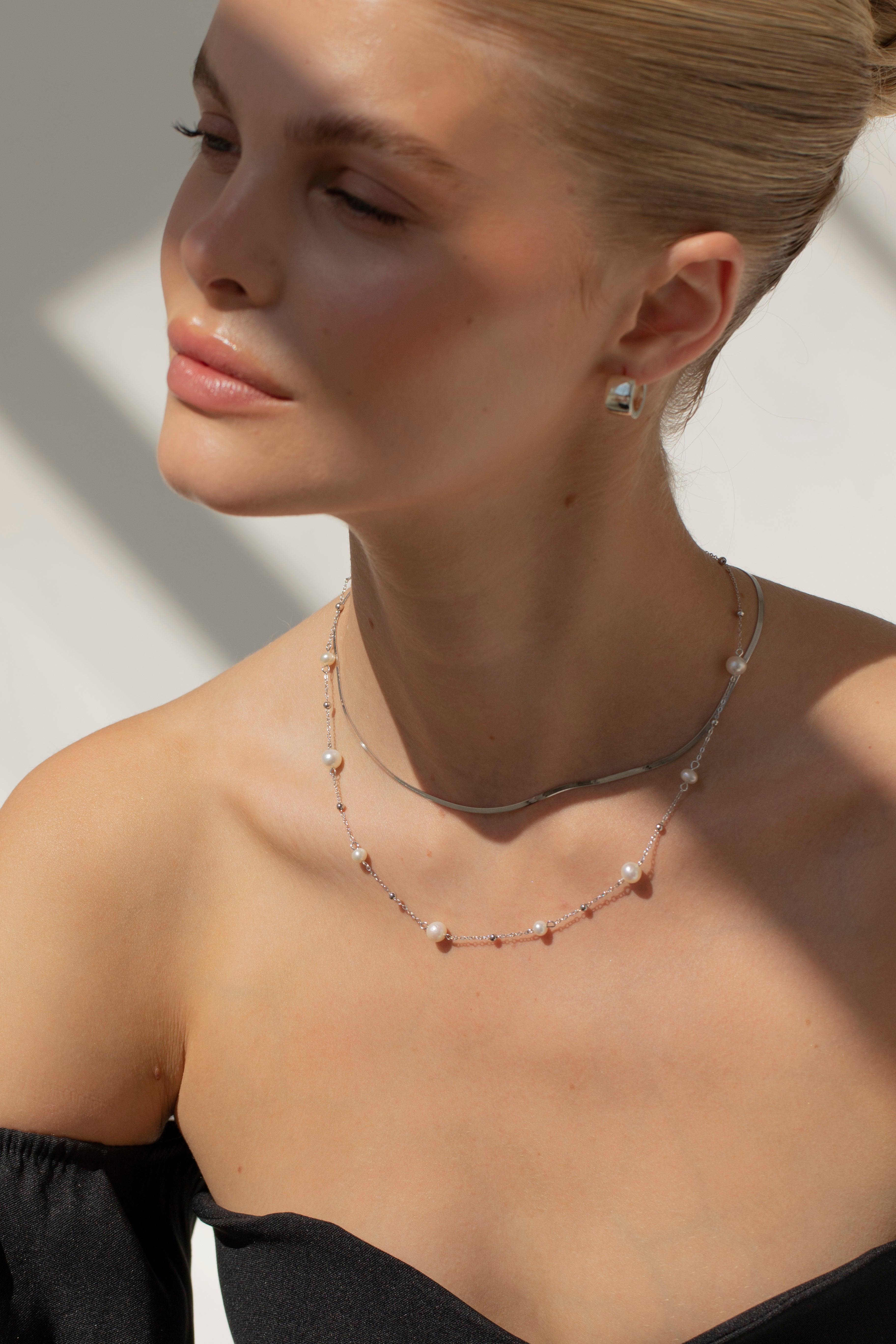 JOY - Beaded Pearl Chain Necklace - Image 2