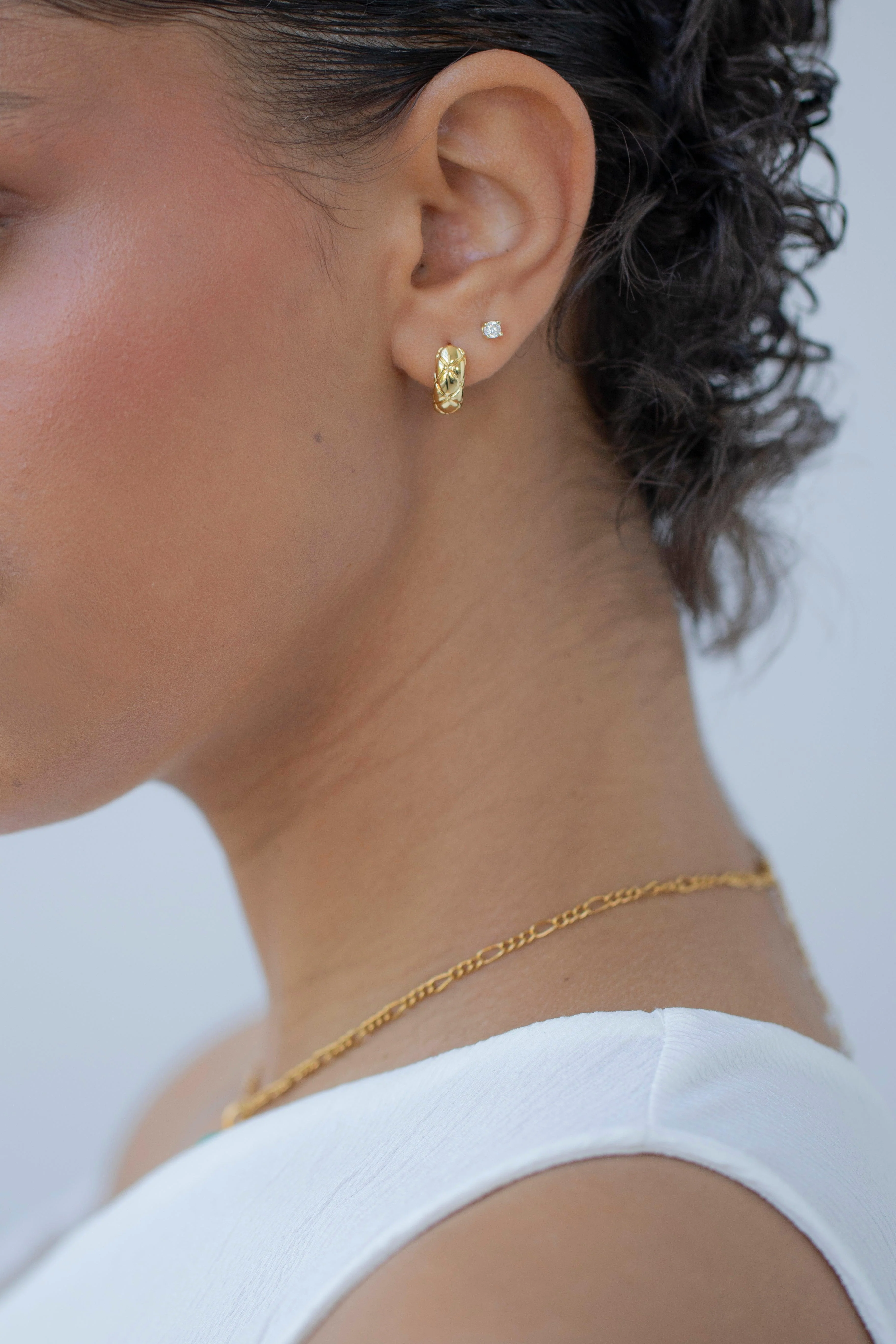 KIRA - Gold Lattice Hoop Earrings - Image 3