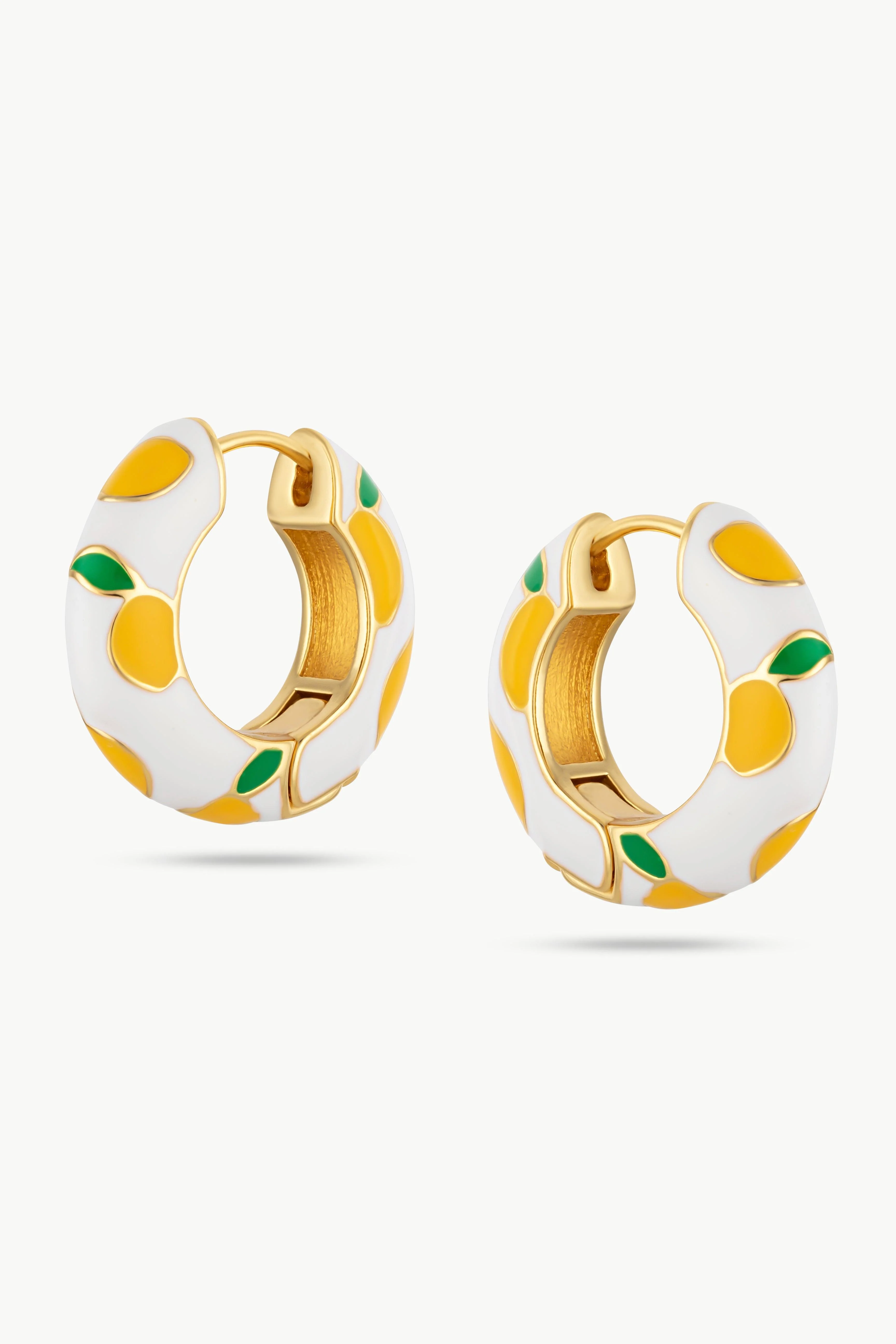 LEMON - Gold Ceramic Hoop Earrings