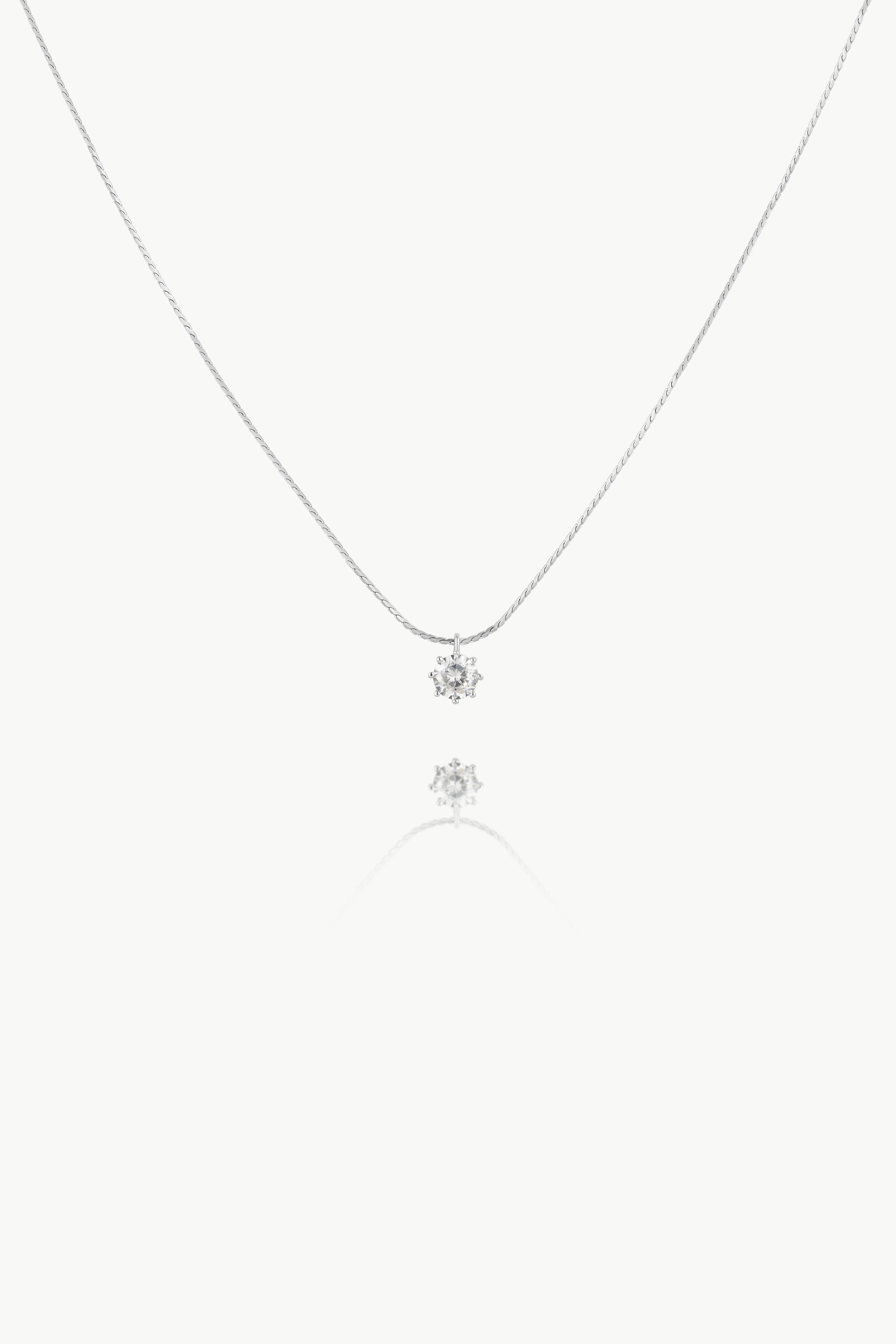 LEO 925 Sterling Silver Diamante Necklace