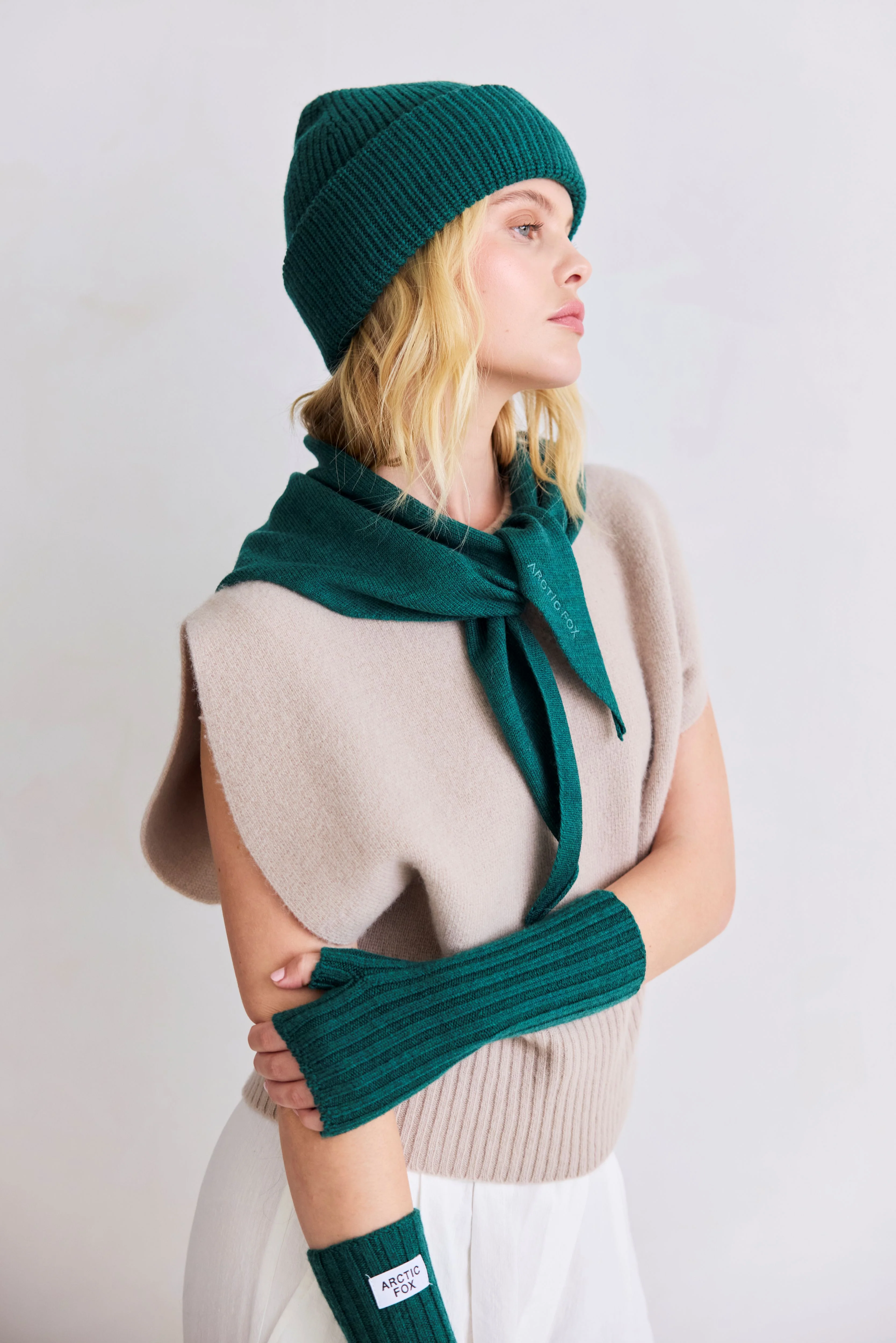 Merino Wool Fingerless Gloves - Alpine Fern - Image 3