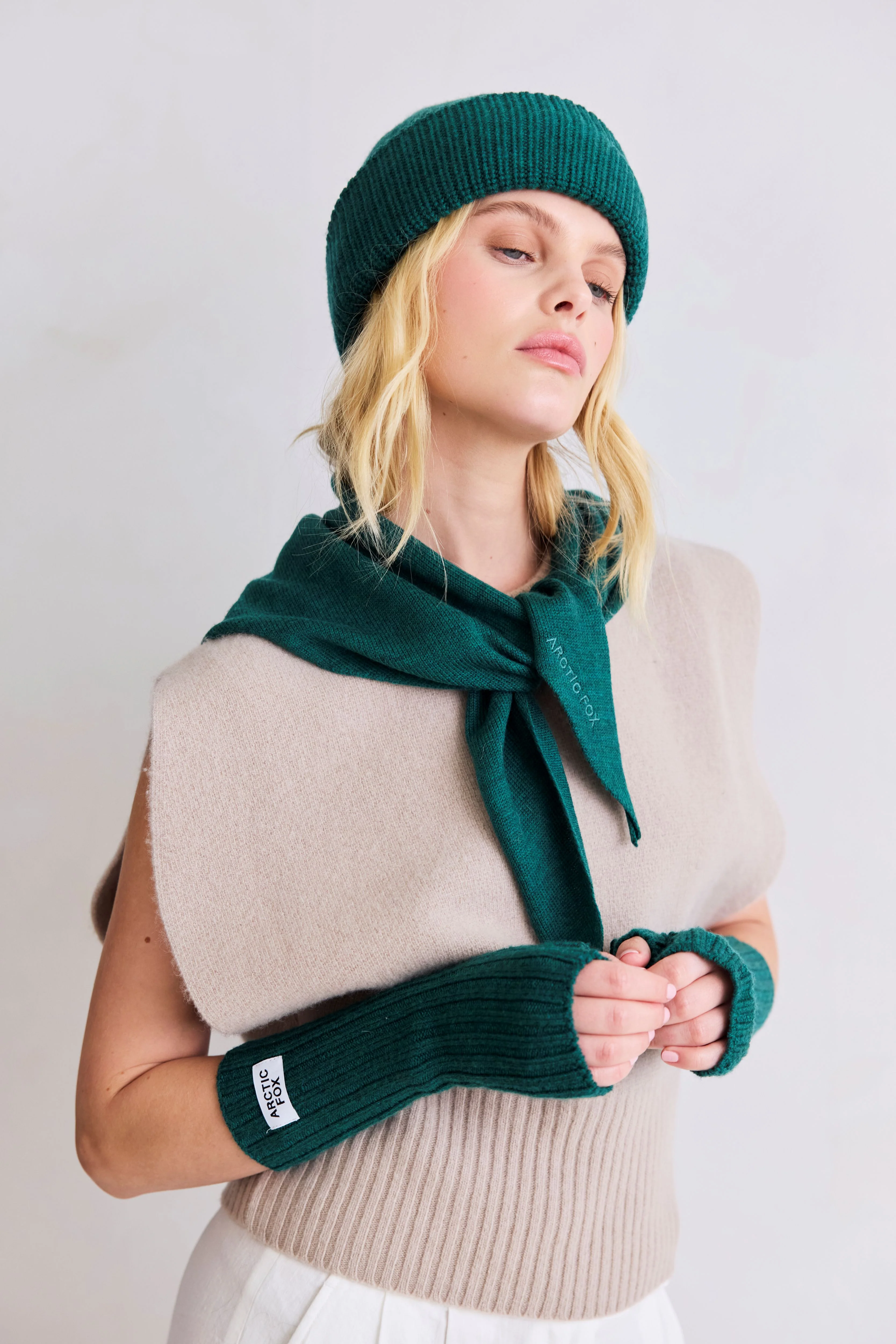 Merino Wool Fingerless Gloves - Alpine Fern - Image 6