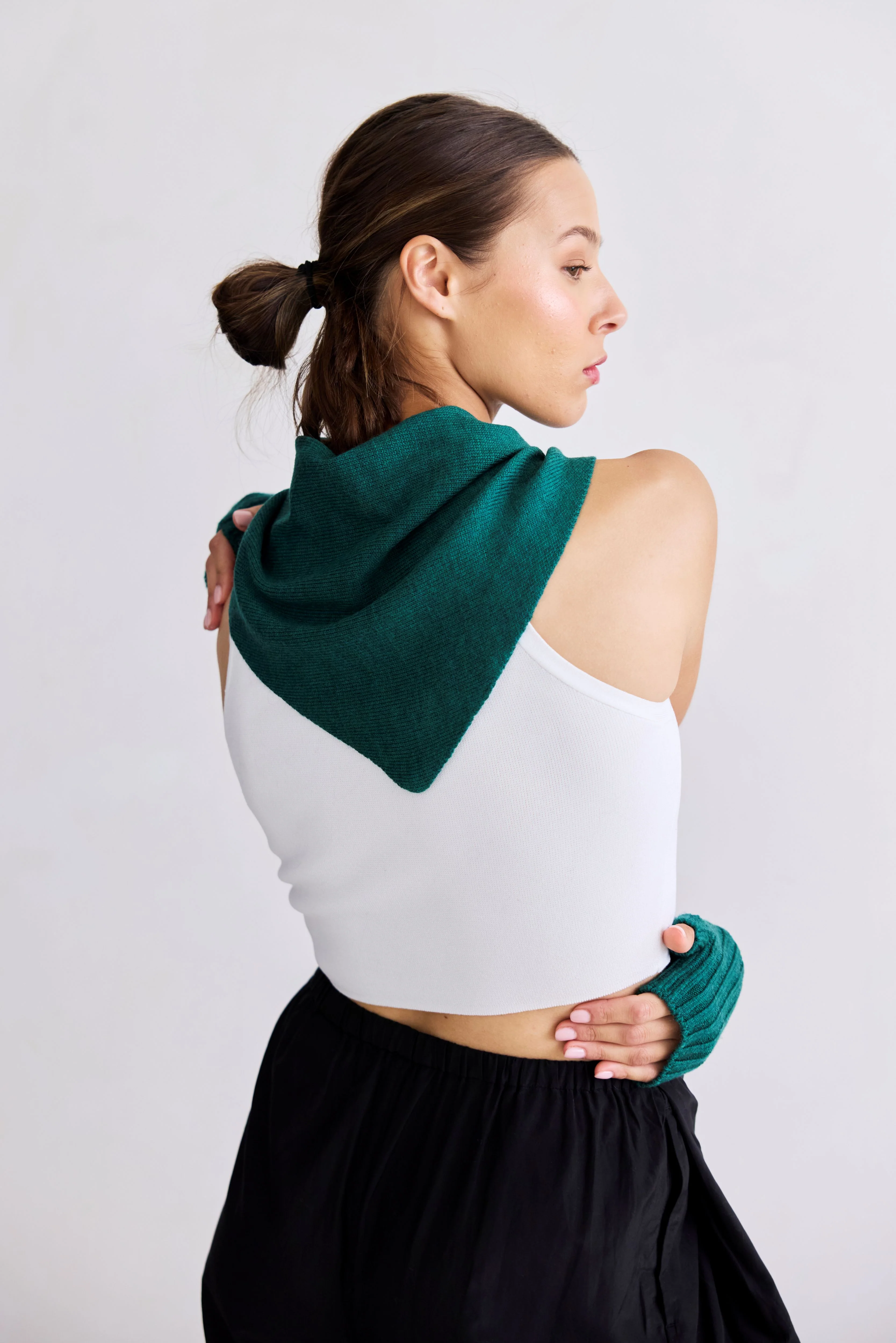 Merino Wool Fingerless Gloves - Alpine Fern - Image 7
