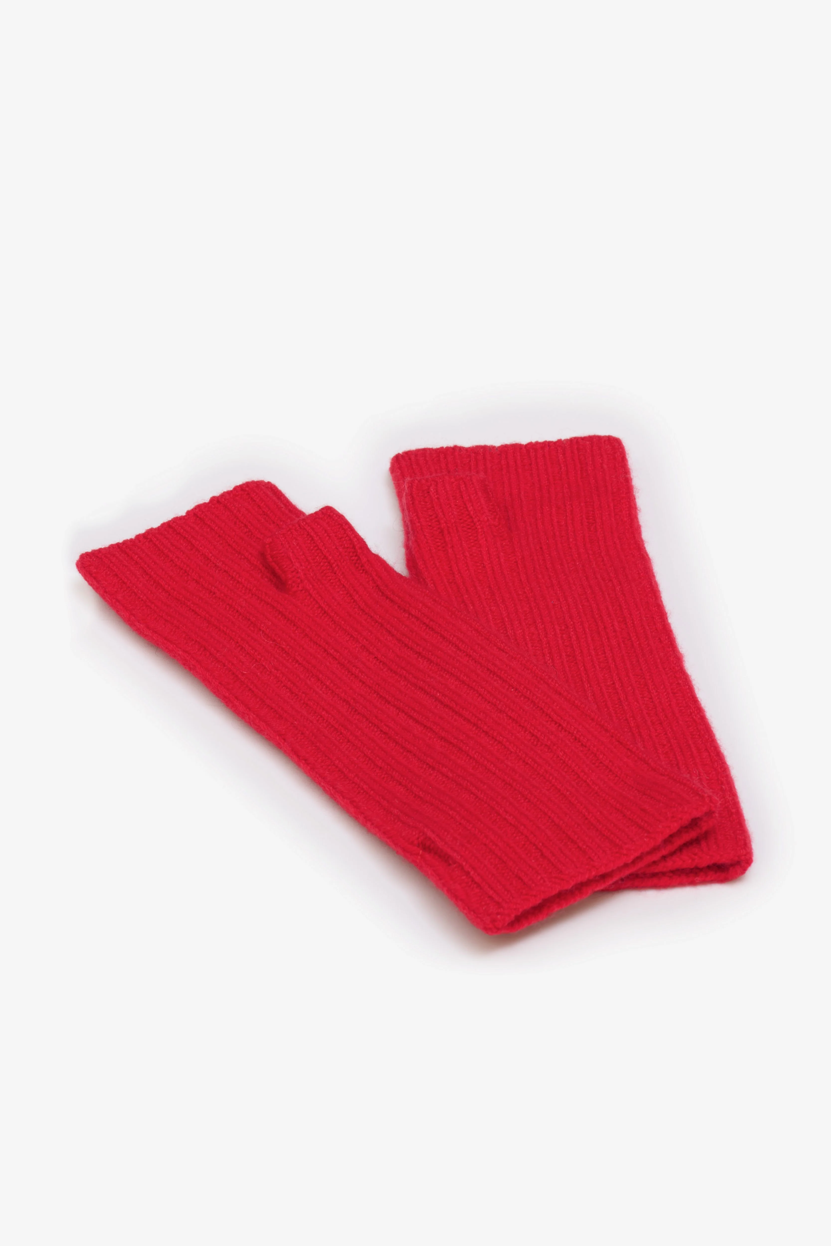 Merino Wool Fingerless Gloves - Flame Red - Image 6