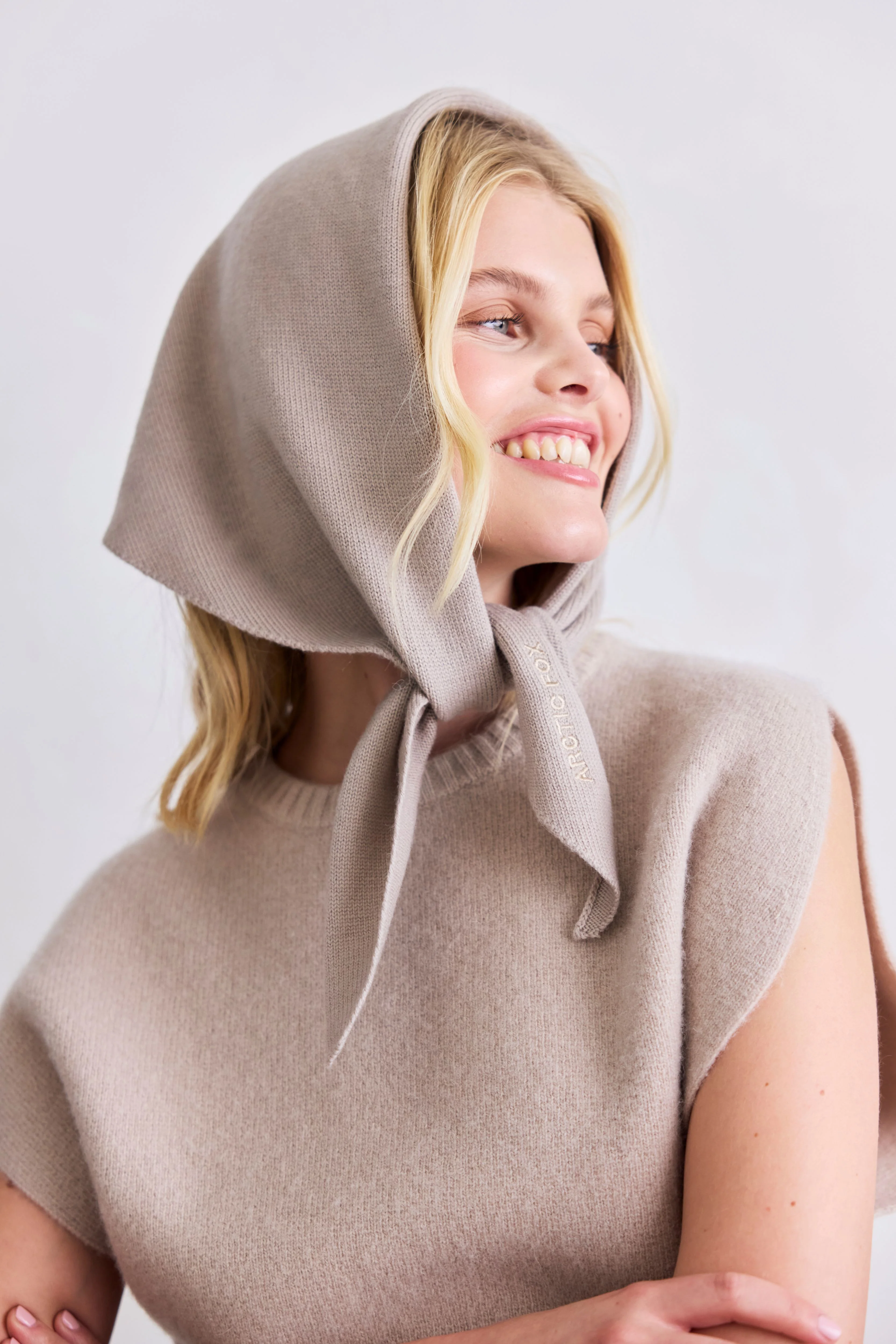 Merino Wool Triangle Scarf - Soft Taupe