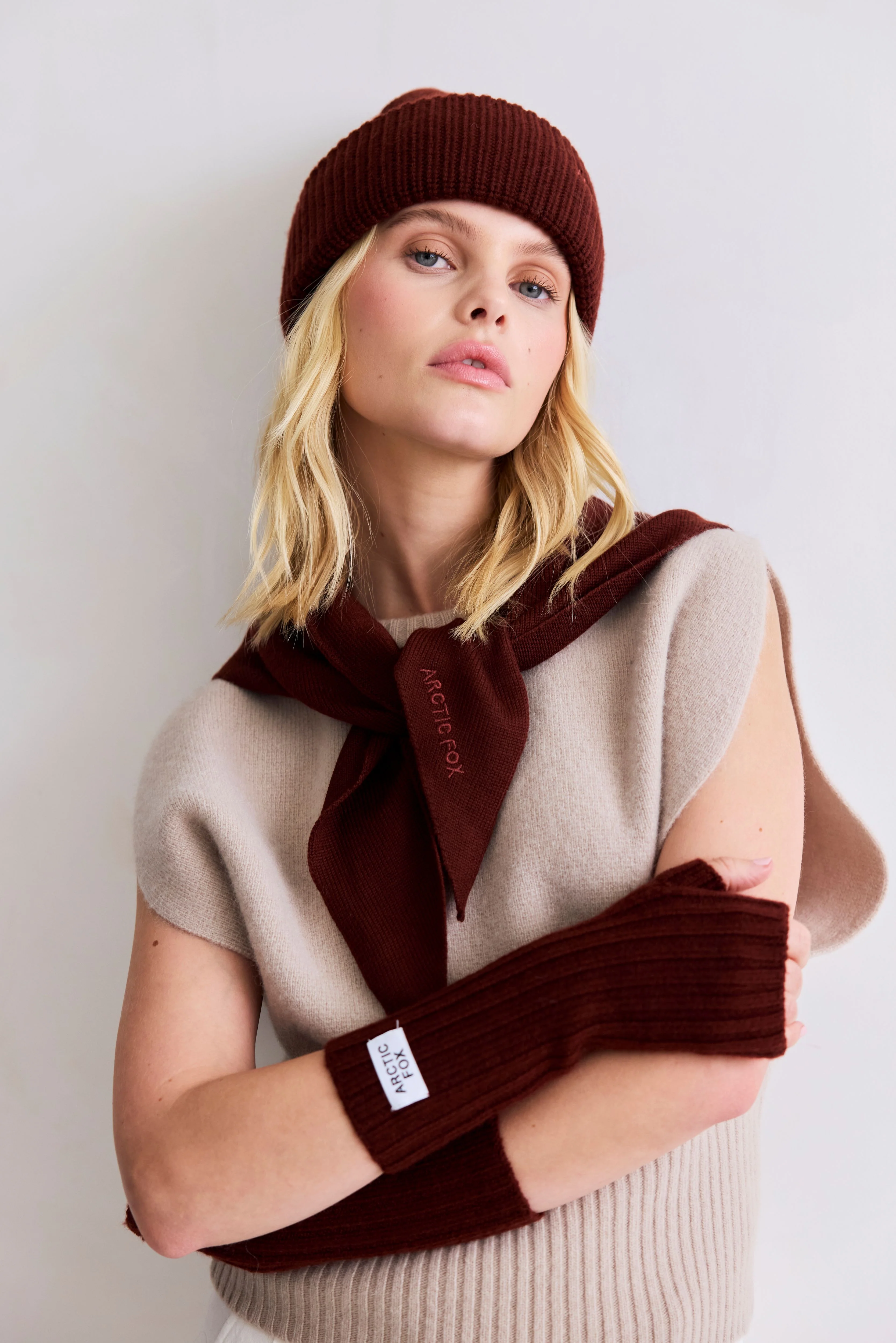 Merino Wool Triangle Scarf - Dark Walnut Brown - Image 10