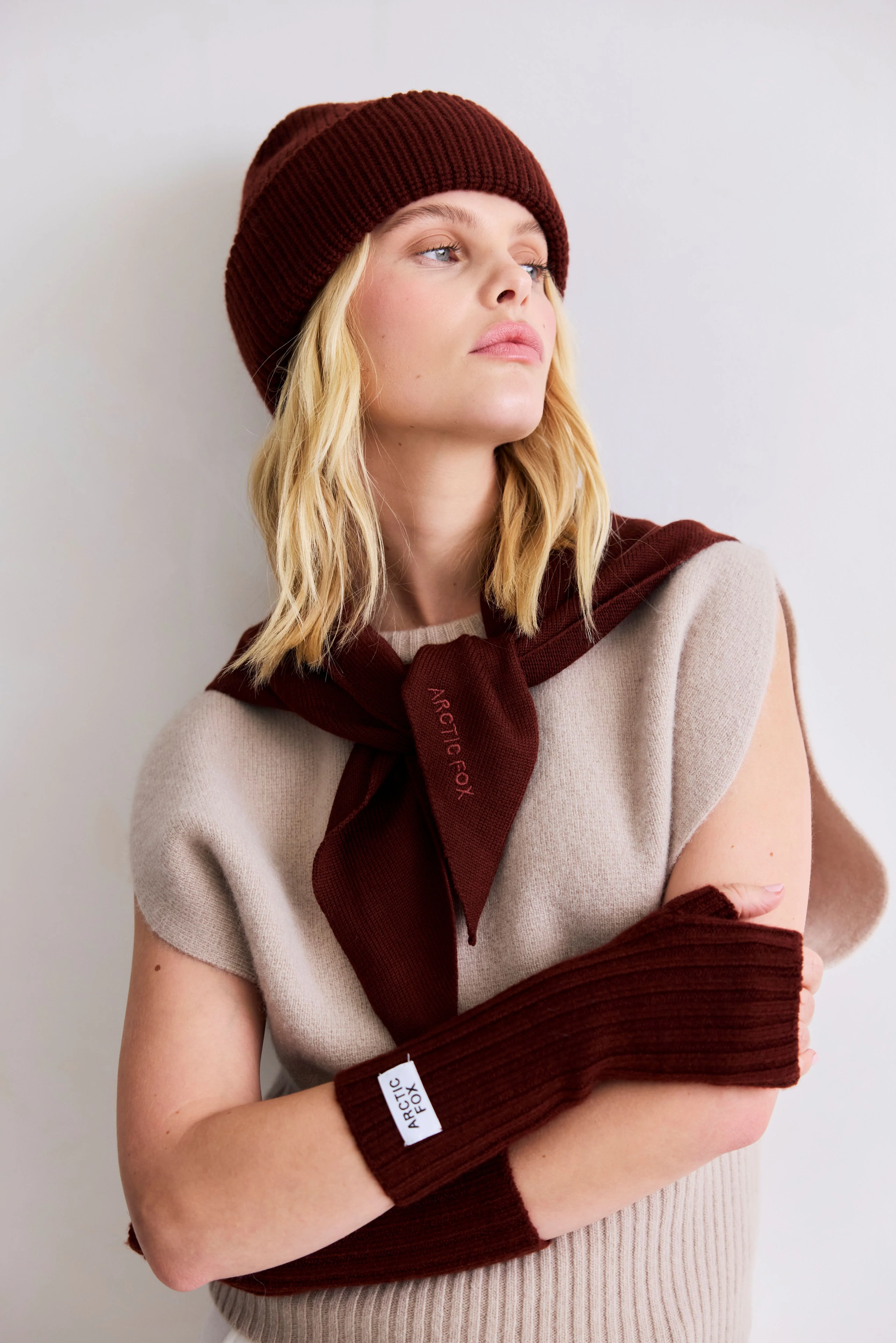 Merino Wool Triangle Scarf - Dark Walnut Brown - Image 12