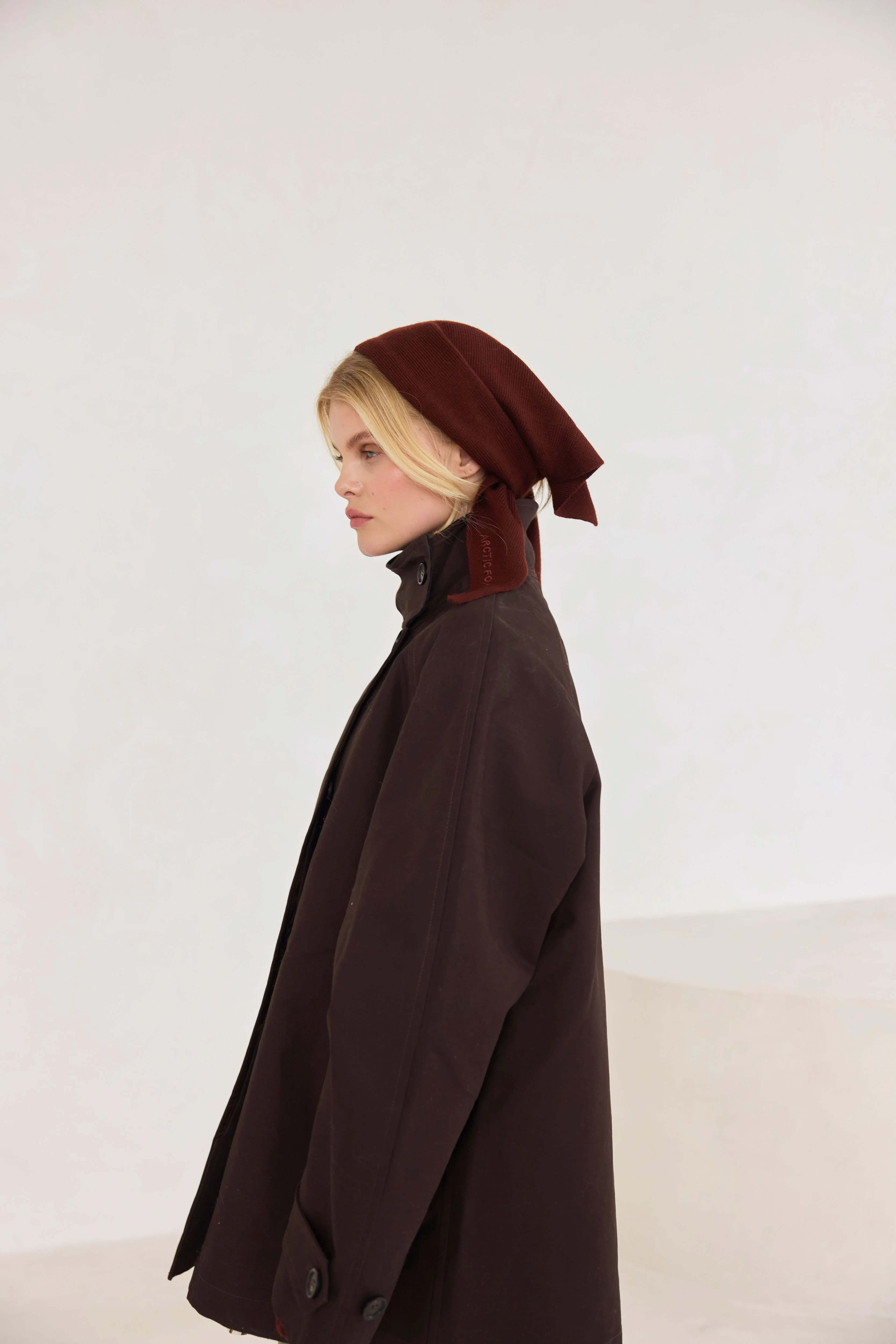 Merino Wool Triangle Scarf - Dark Walnut Brown - Image 8