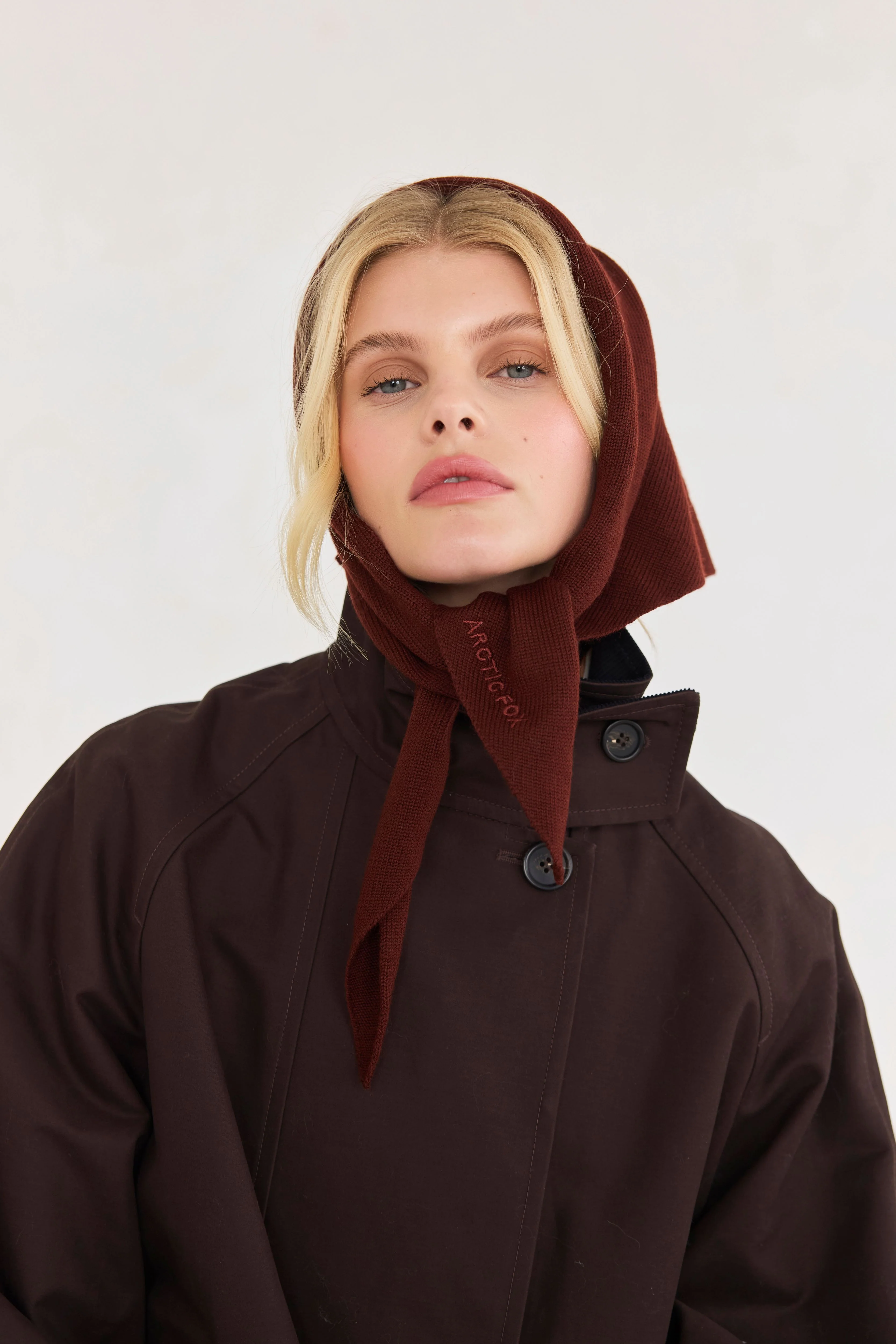 Merino Wool Triangle Scarf - Dark Walnut Brown - Image 9