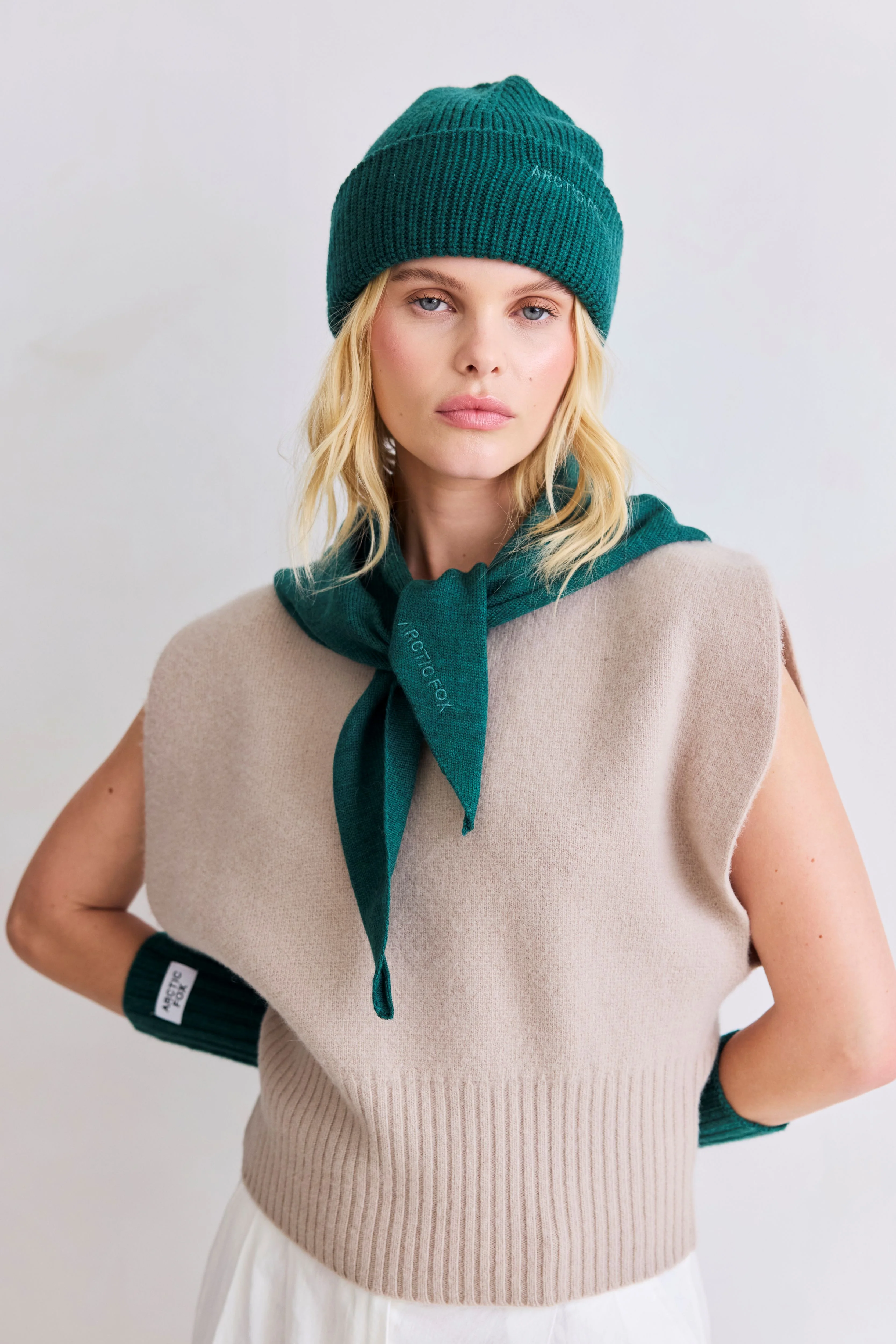 Merino Wool Triangle Scarf - Alpine Fern - Image 6