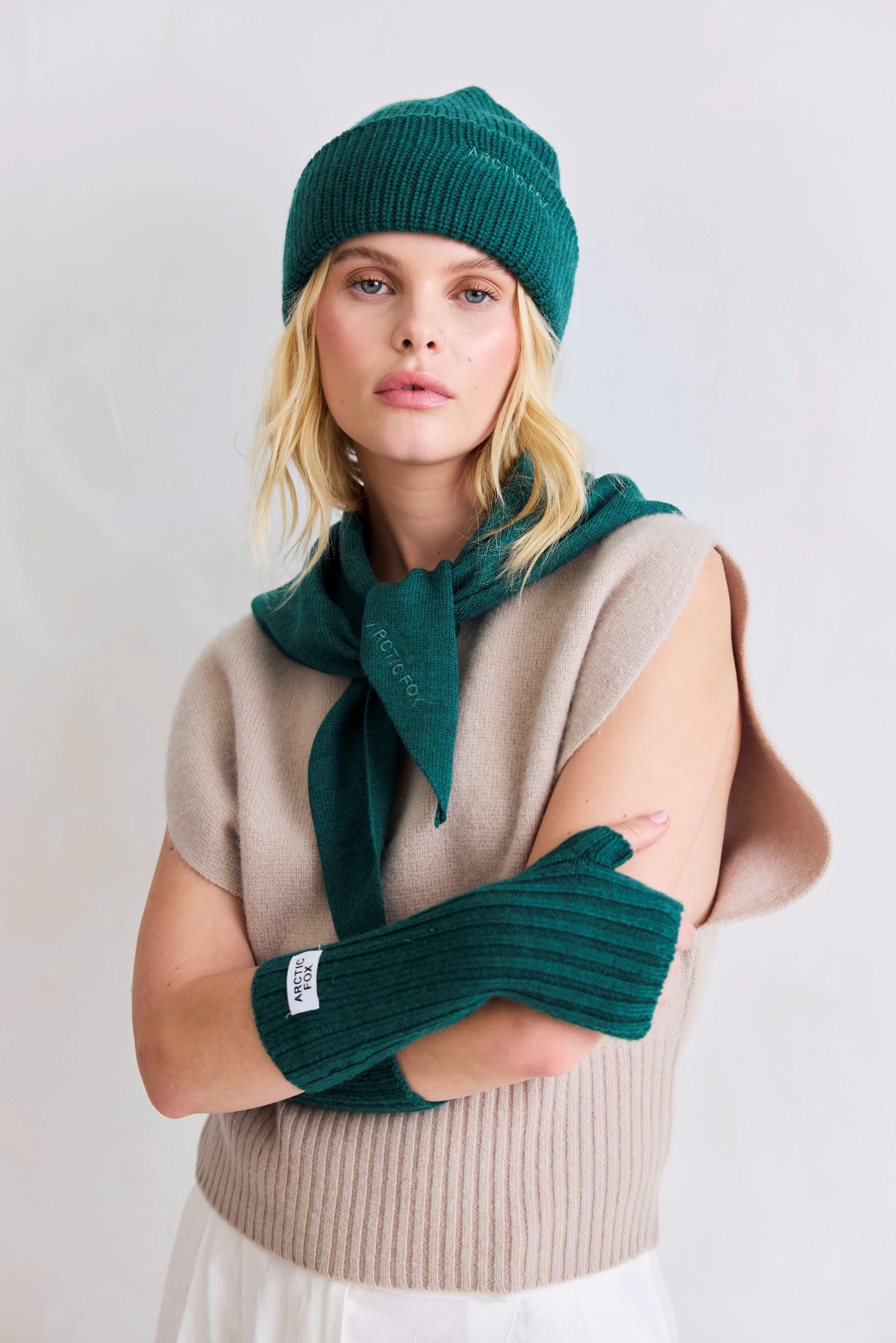 Merino Wool Triangle Scarf - Alpine Fern - Image 7