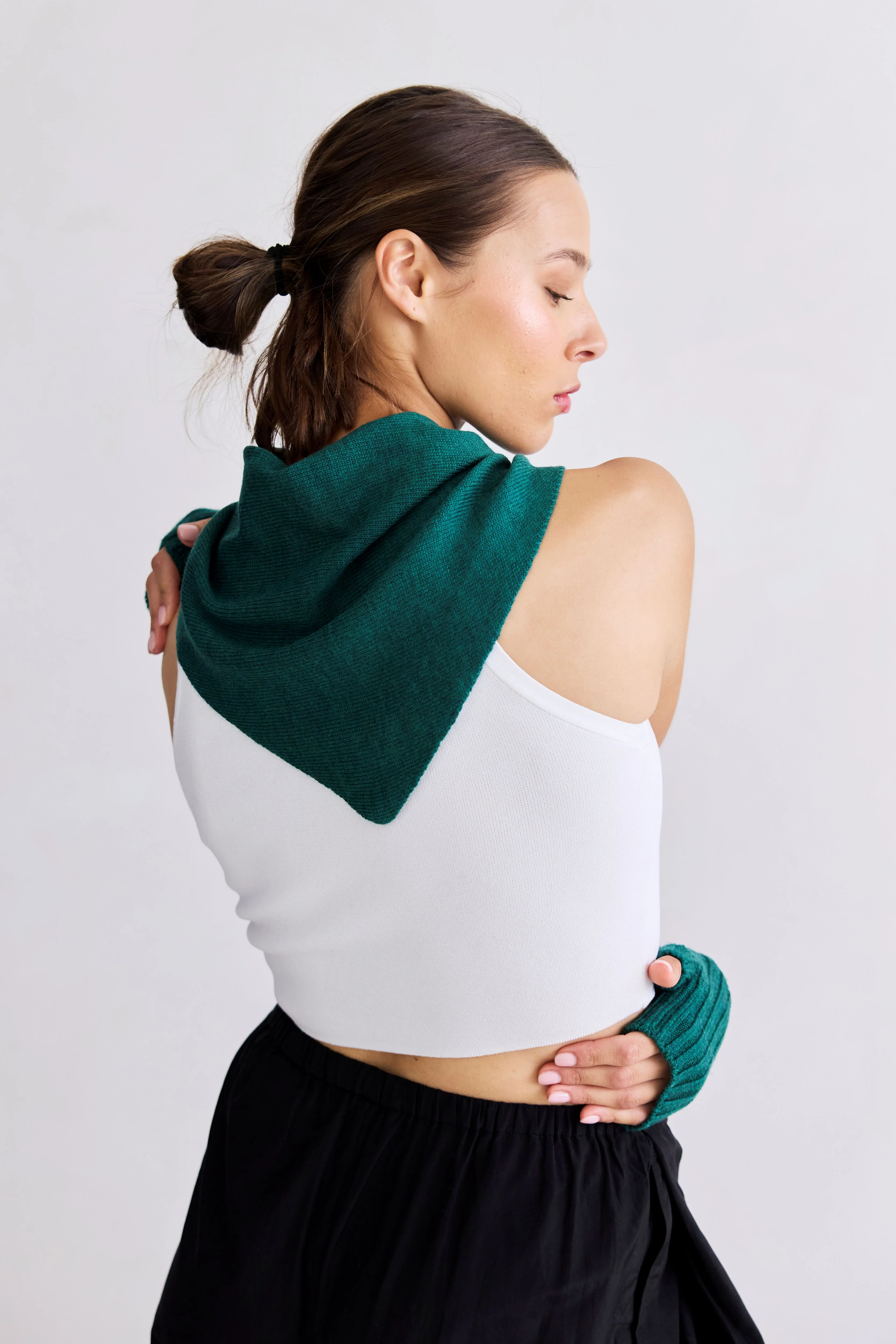 Merino Wool Triangle Scarf - Alpine Fern - Image 8