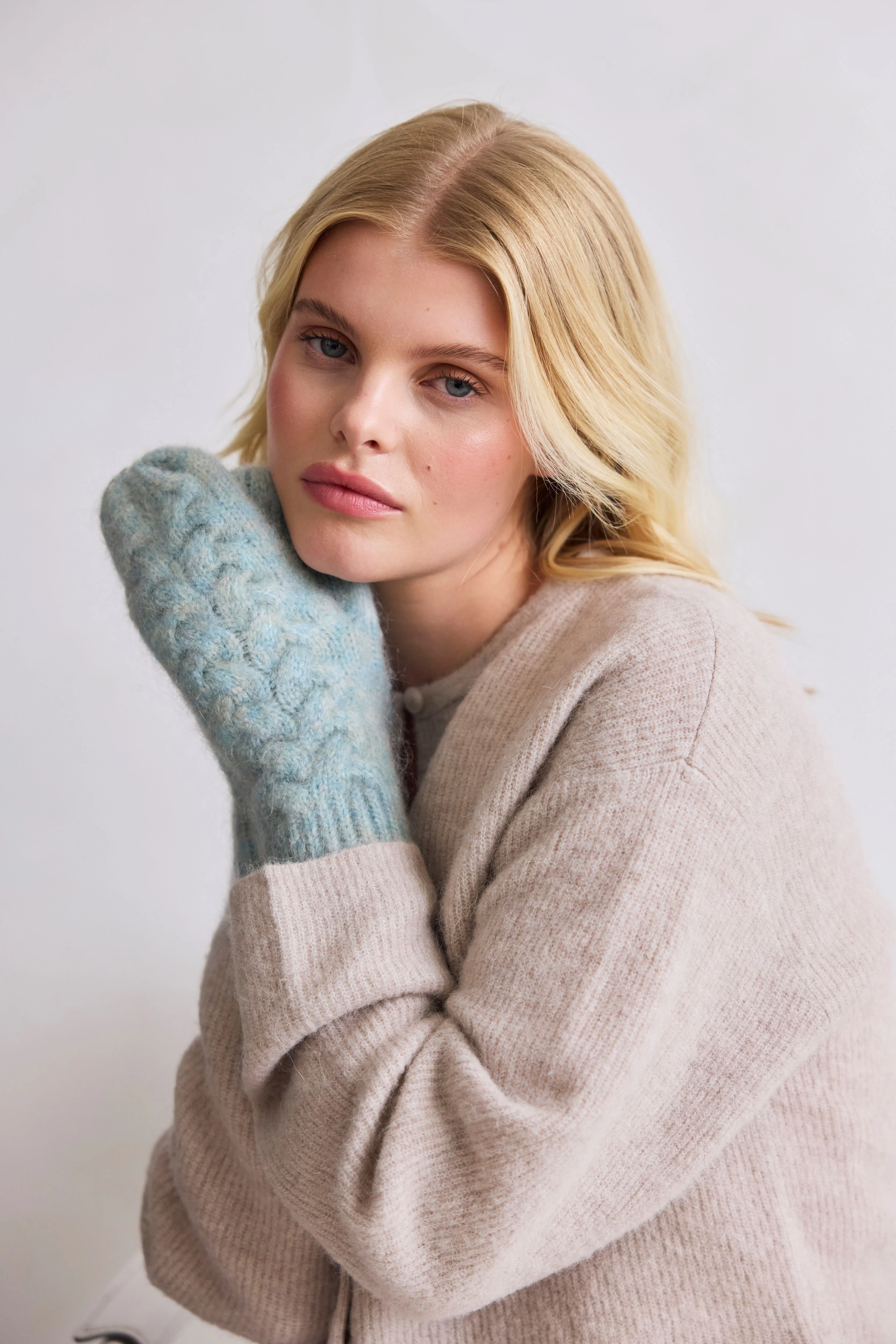 Mohair Mitten Gloves - Ocean Mist - Image 4