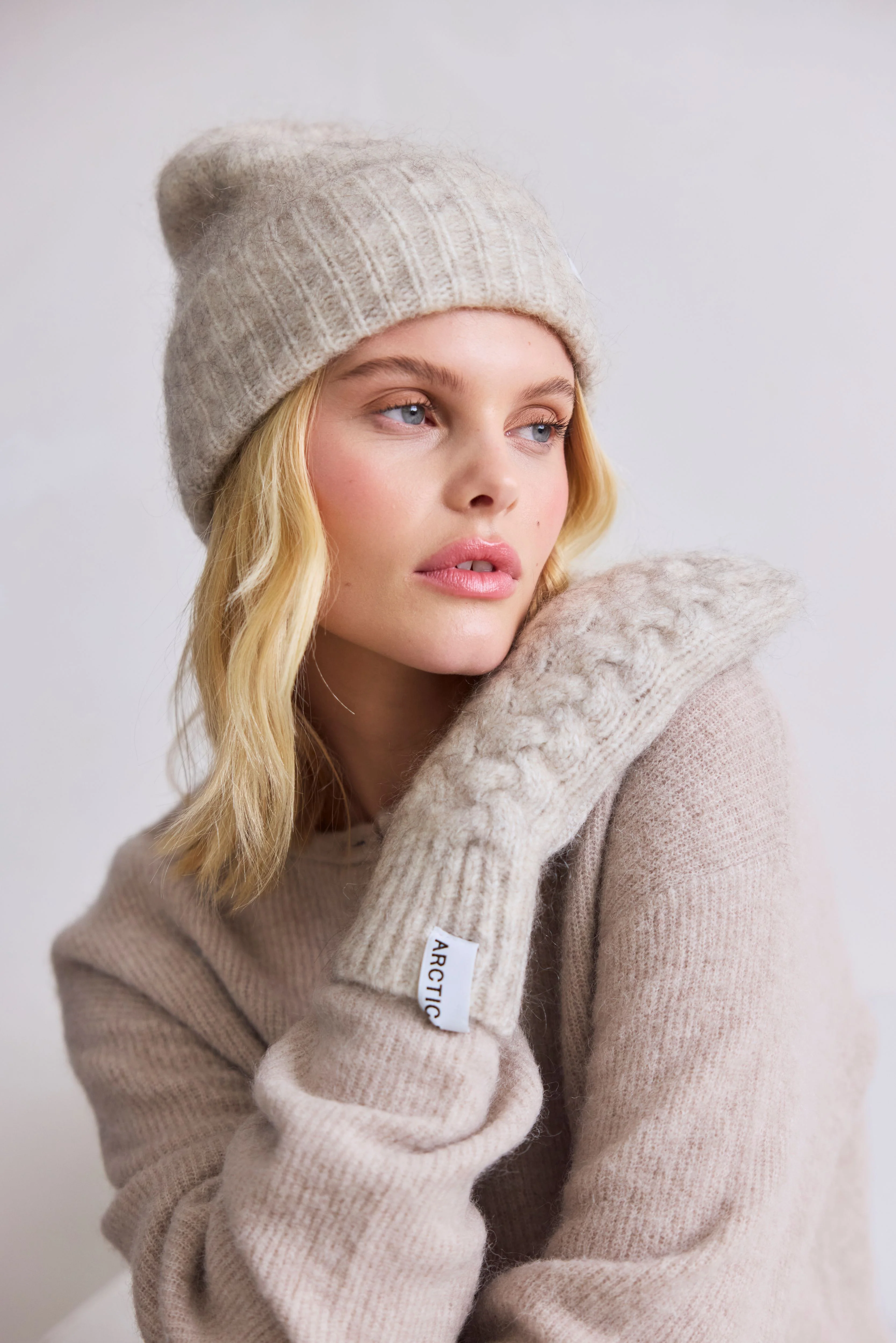 Mohair Mitten Gloves - Arctic White - Image 3