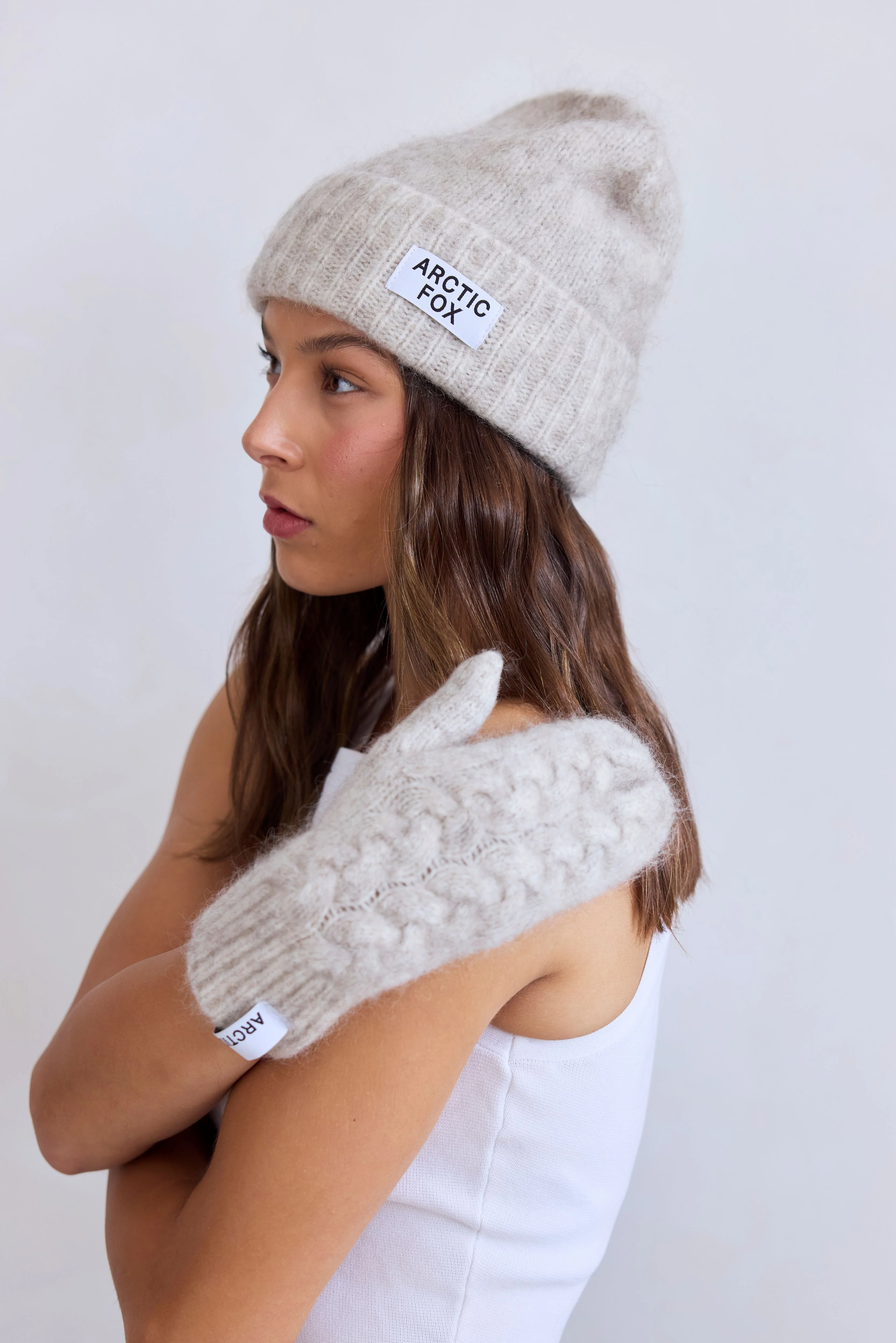 Mohair Mitten Gloves - Arctic White - Image 4