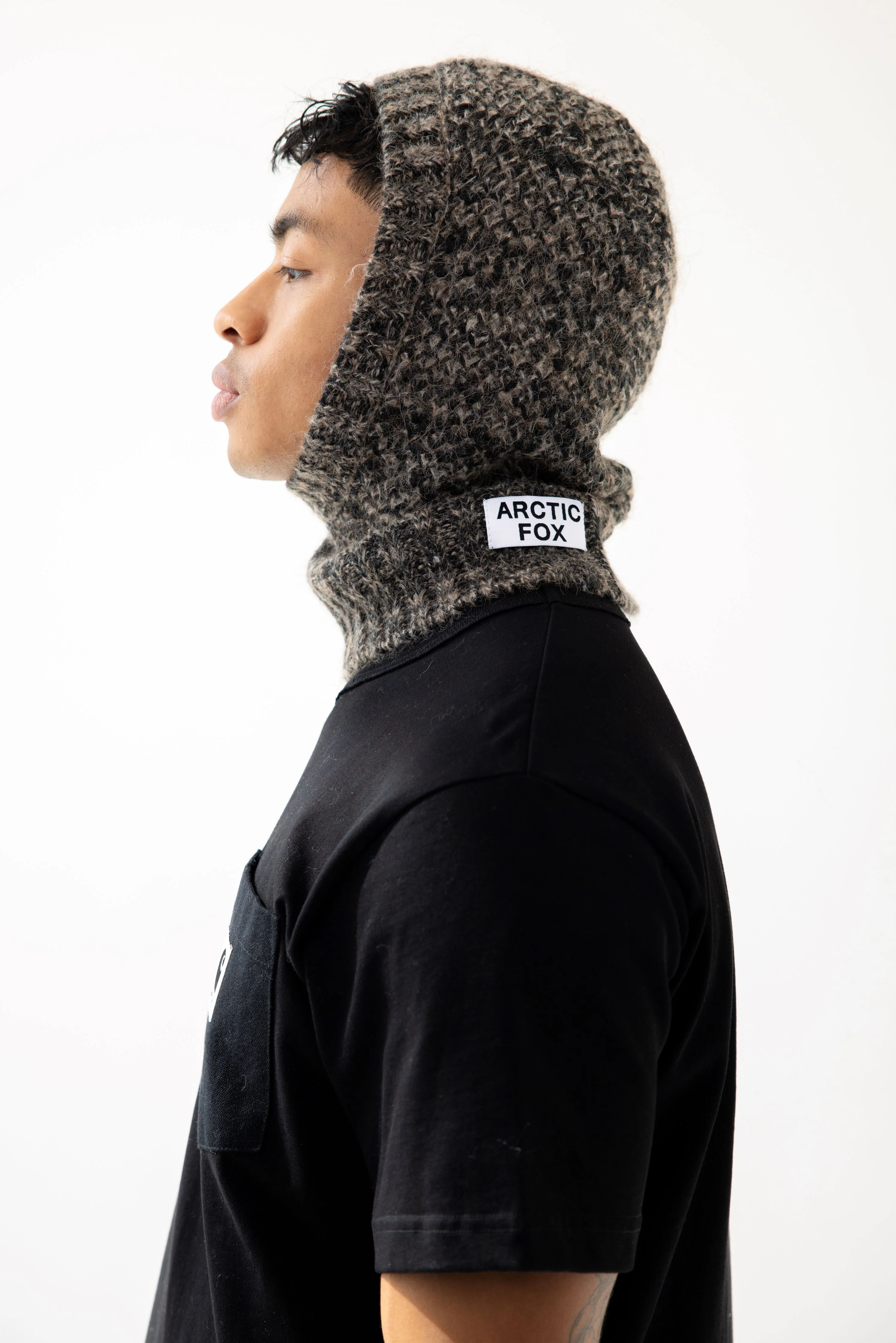 The Alpaca Balaclava Fitted Hood - Frosted Walnut Brown - Image 4