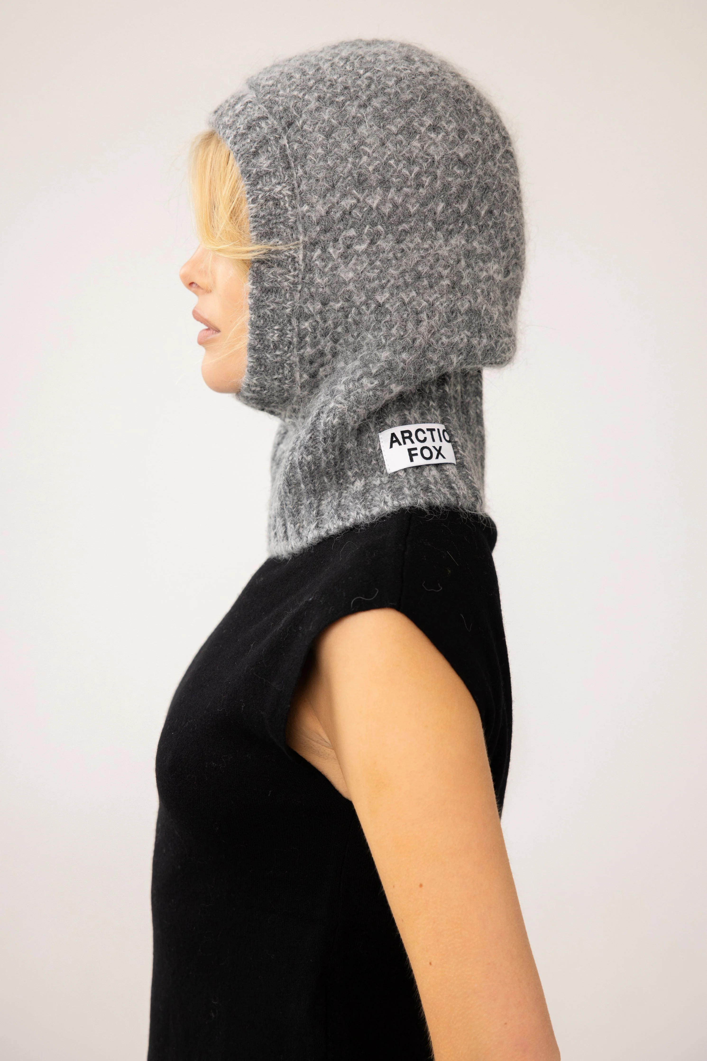The Alpaca Balaclava Fitted Hood - Alpine Cloud Grey - Image 3