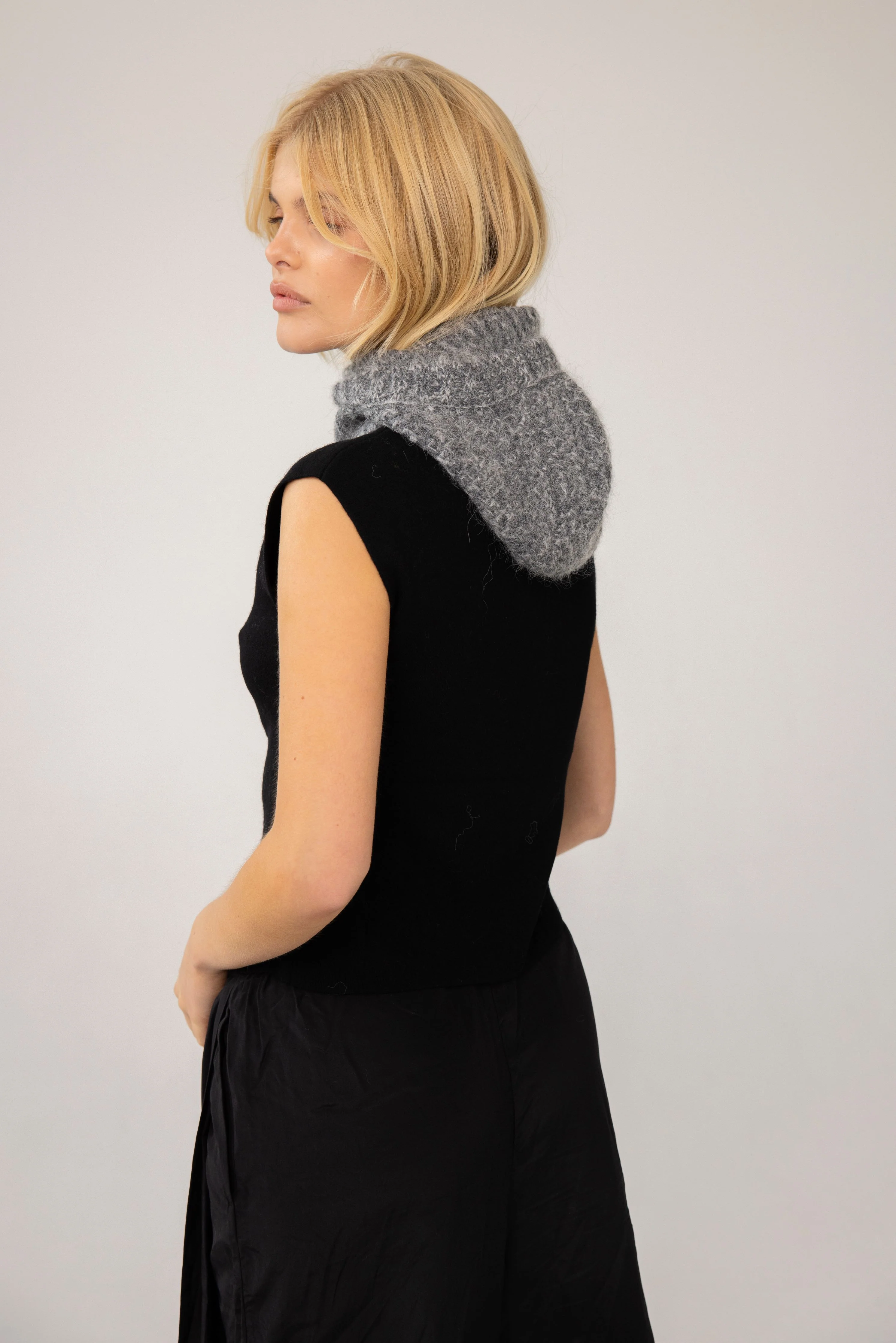 The Alpaca Balaclava Fitted Hood - Alpine Cloud Grey - Image 4
