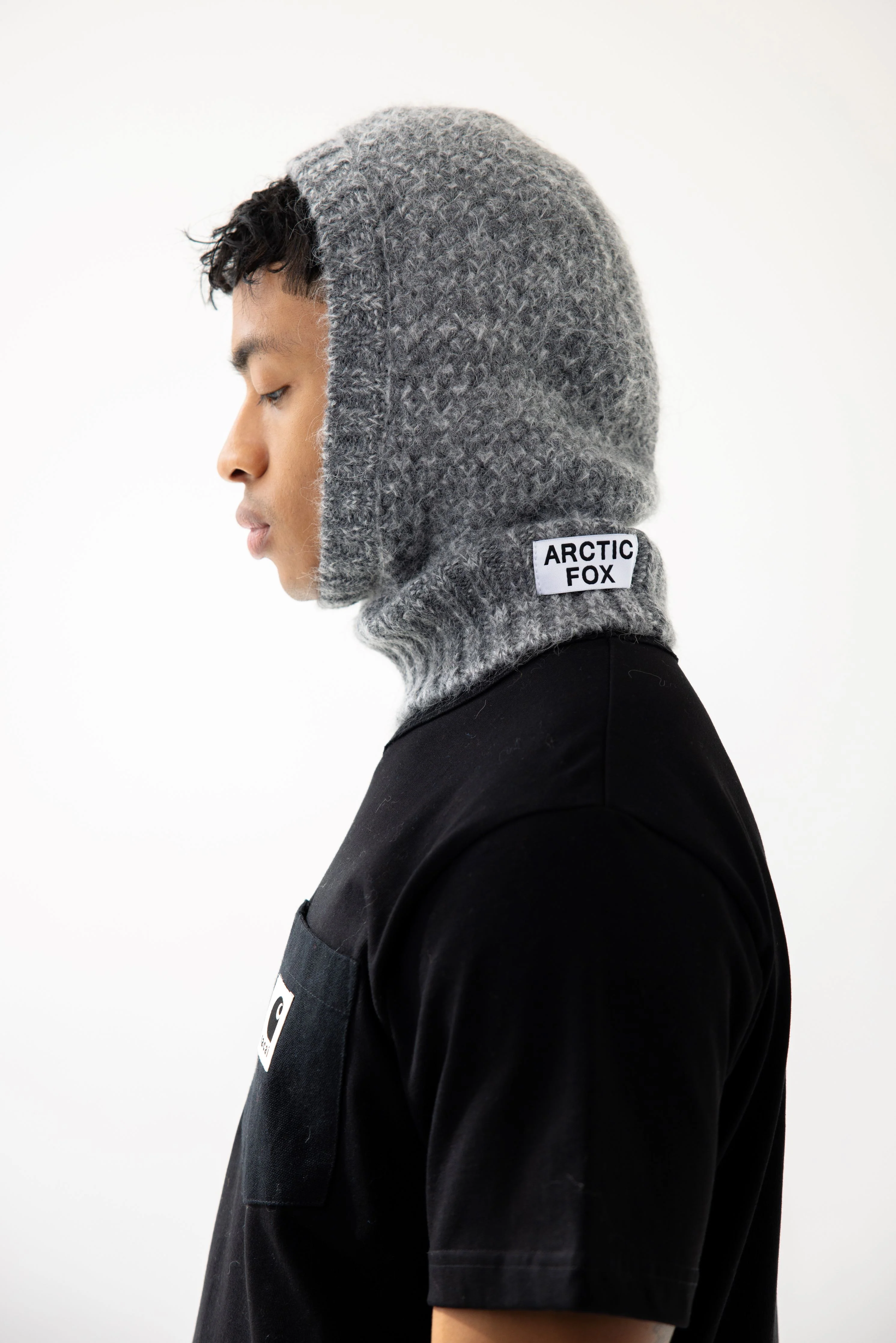 The Alpaca Balaclava Fitted Hood - Alpine Cloud Grey - Image 5