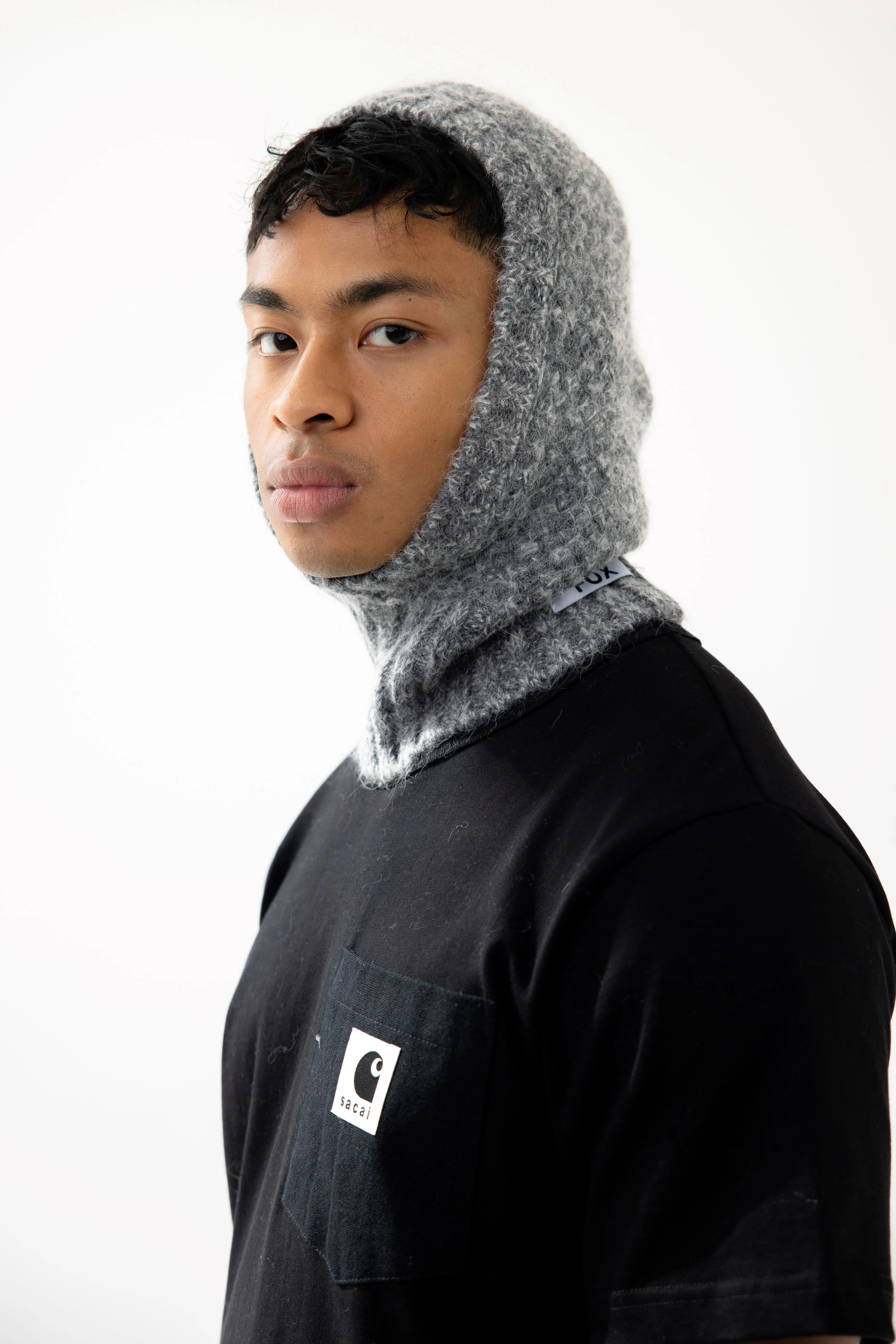 The Alpaca Balaclava Fitted Hood - Alpine Cloud Grey - Image 6