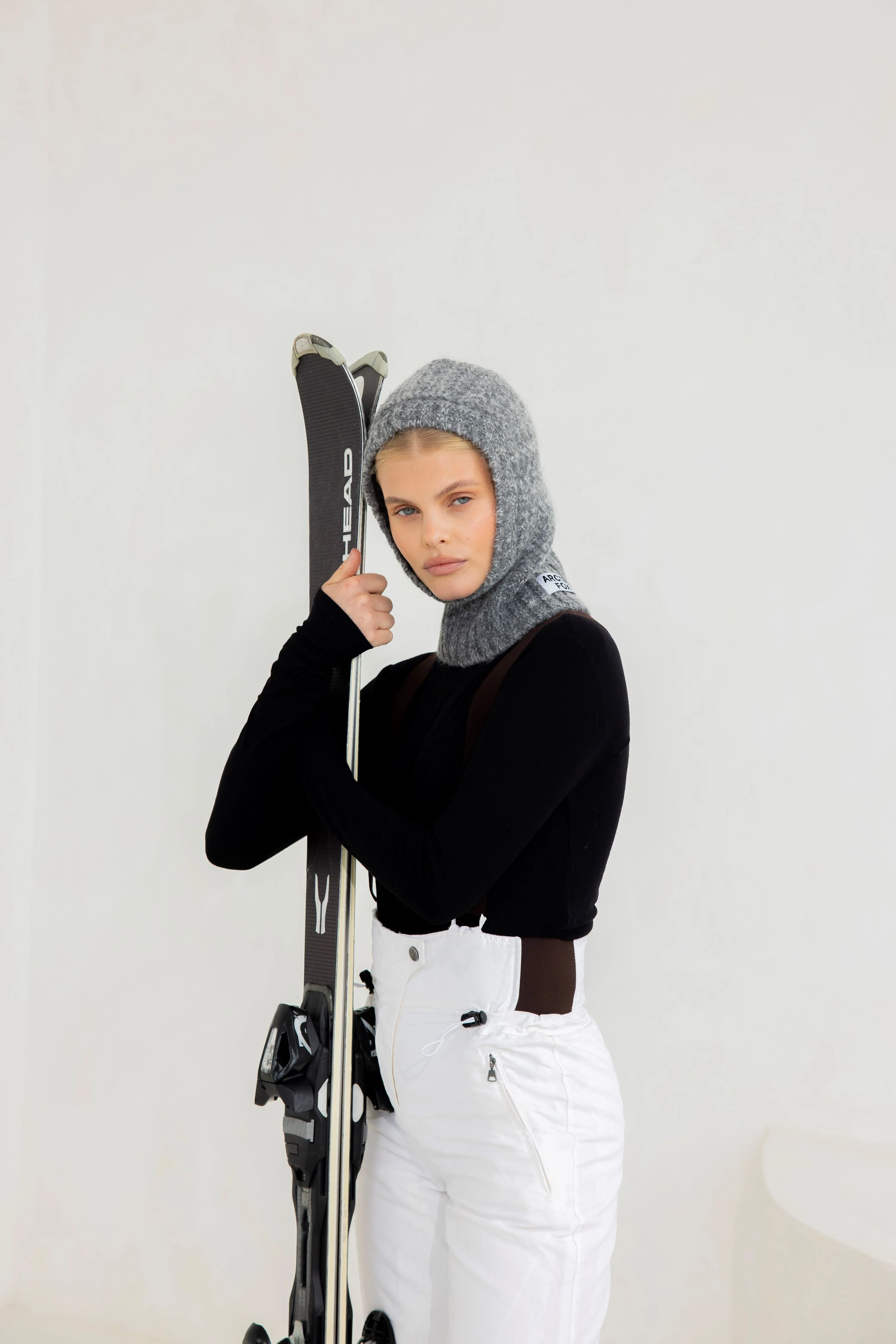 The Alpaca Balaclava Fitted Hood - Alpine Cloud Grey - Image 7