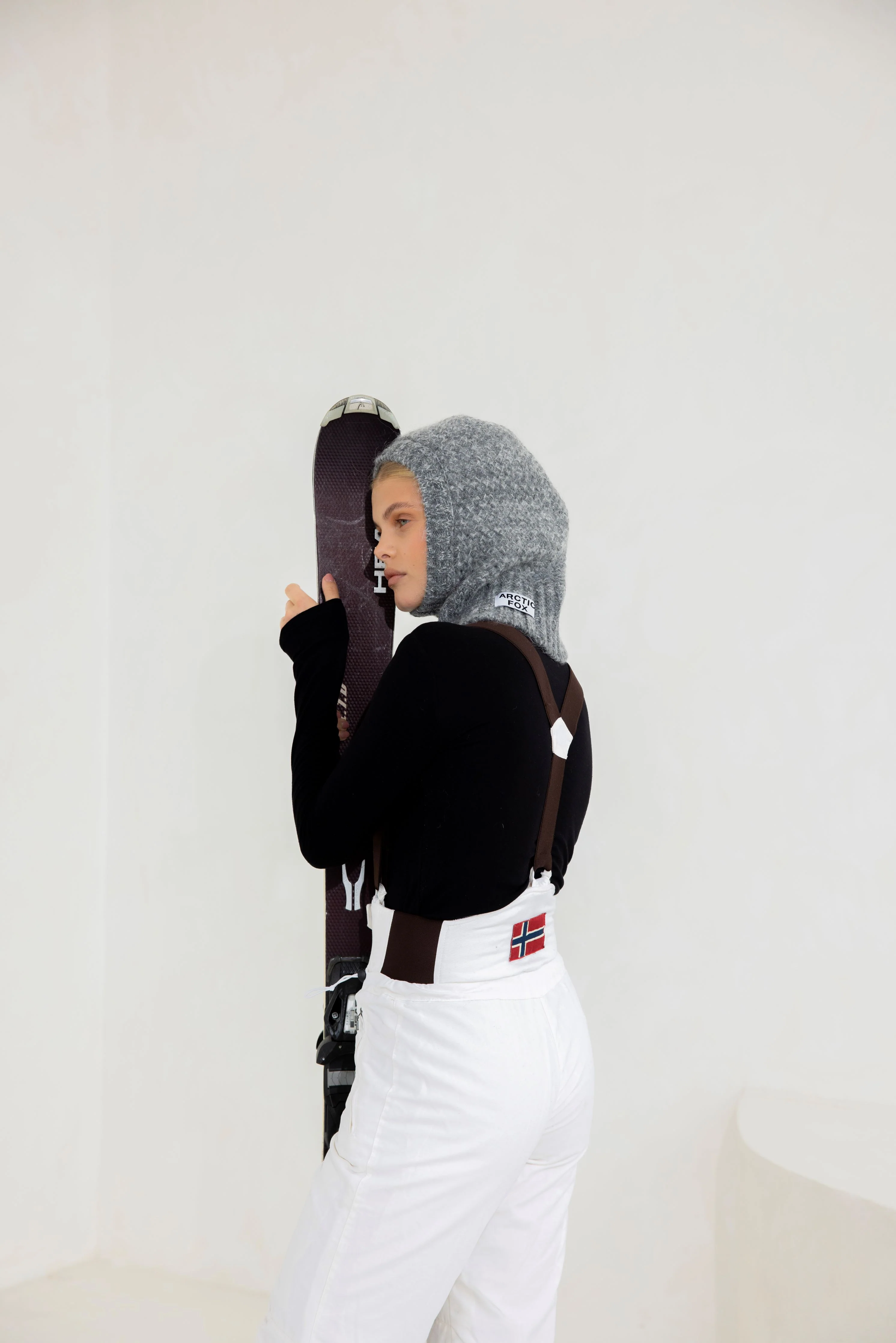 The Alpaca Balaclava Fitted Hood - Alpine Cloud Grey - Image 8