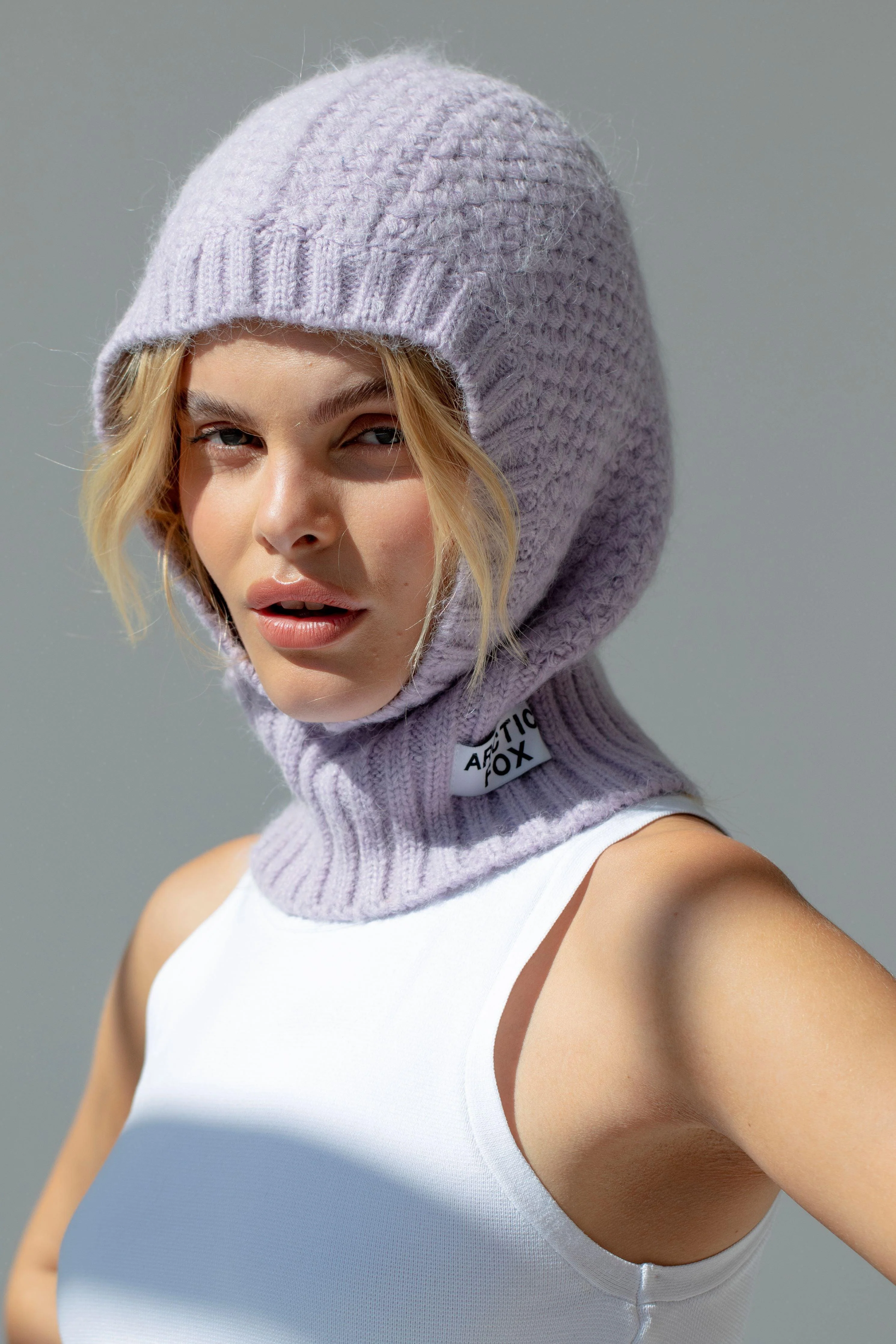The Alpaca Balaclava Fitted Hood - Lilac - Image 2