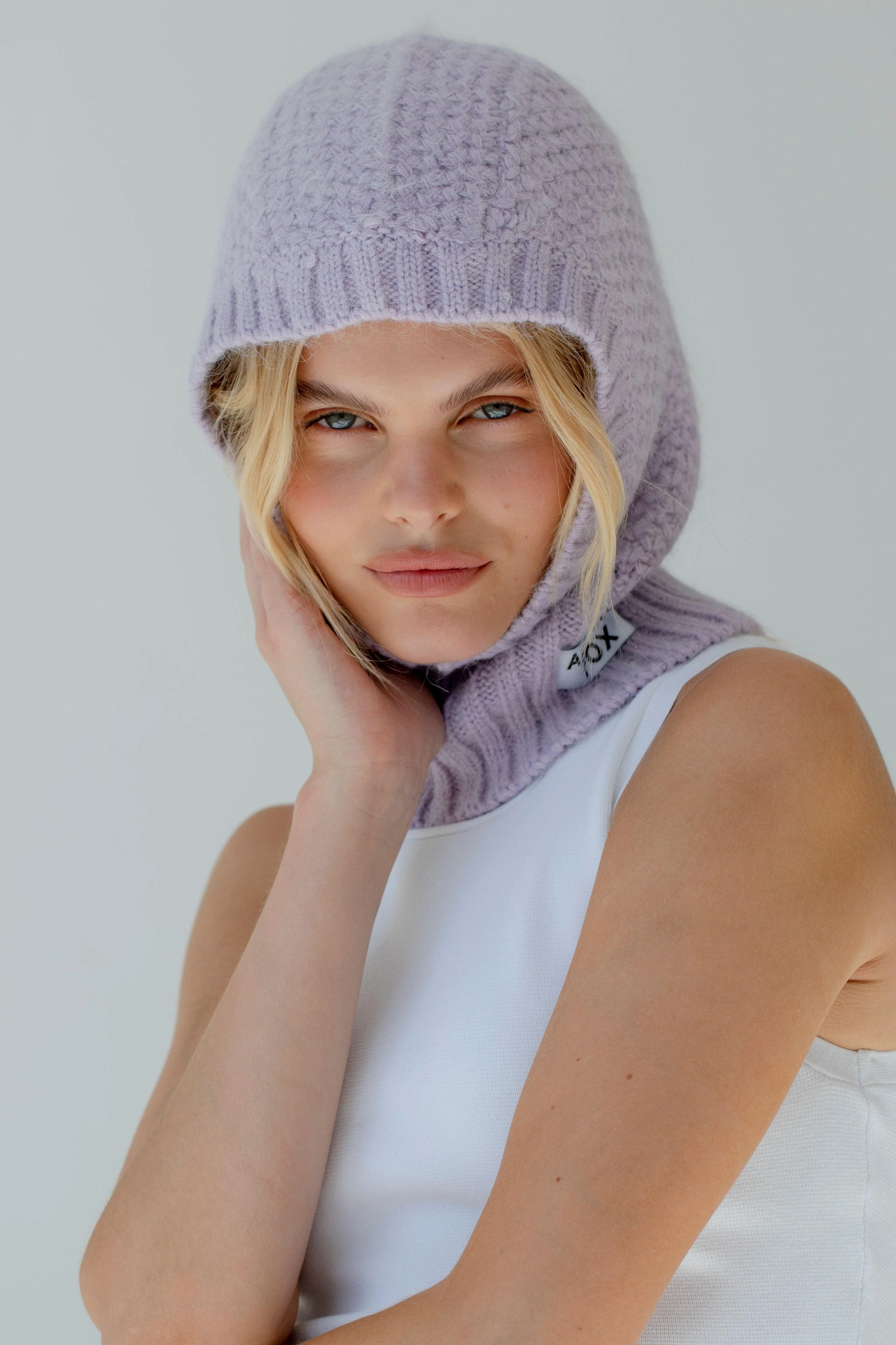The Alpaca Balaclava Fitted Hood - Lilac - Image 4