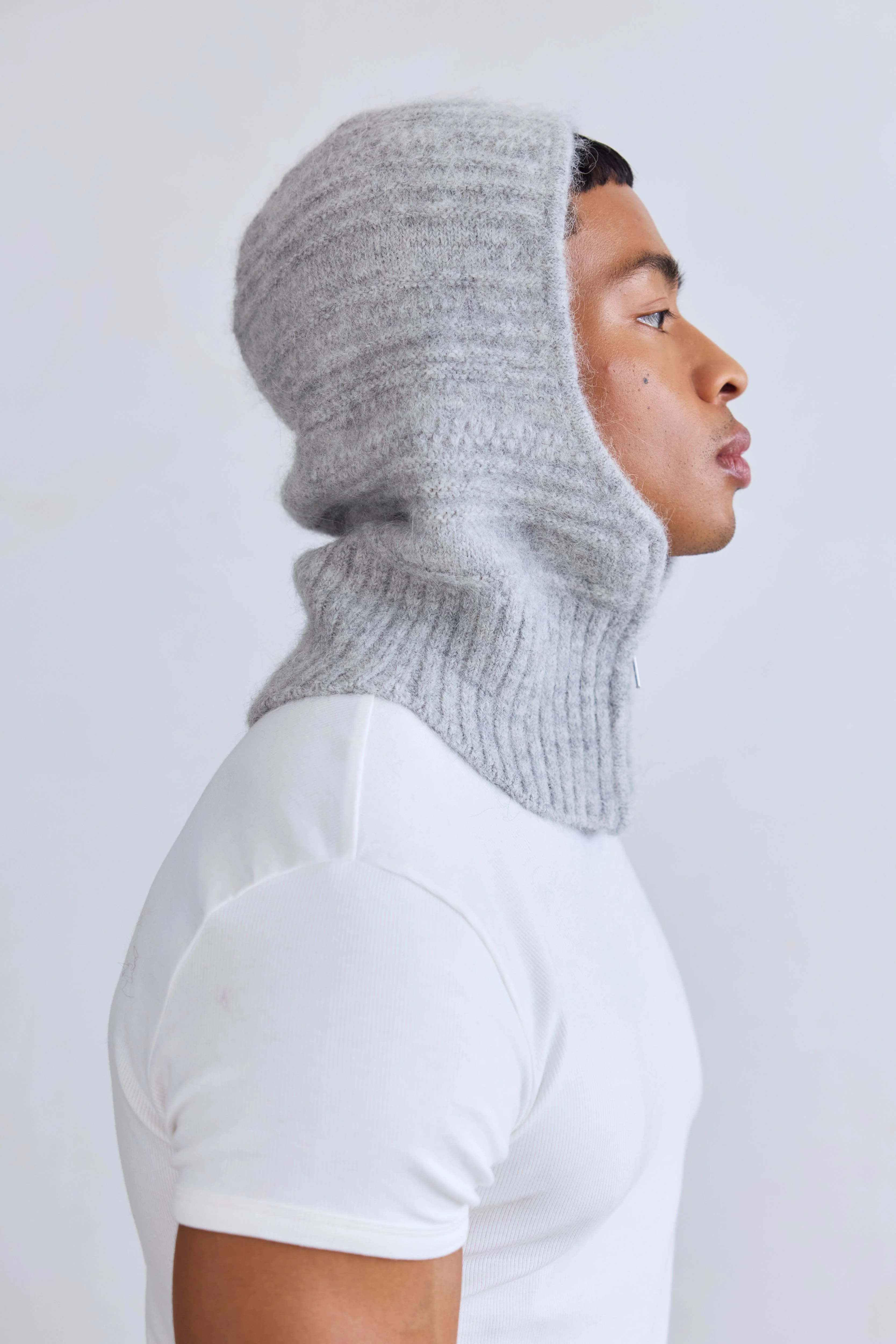 The Alpaca Zip Balaclava - Blizzard Grey - Image 7